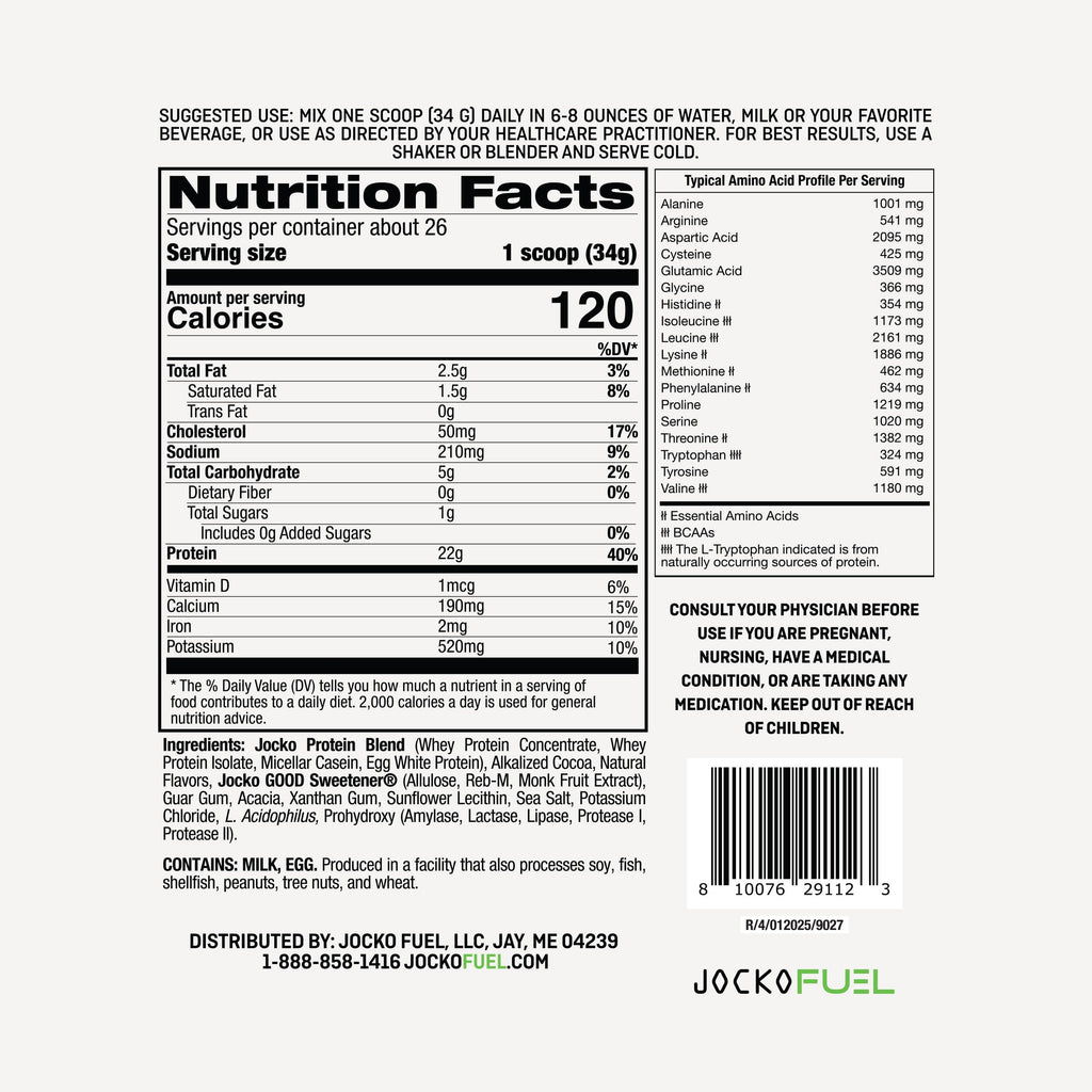 Jocko Fuel Mölk Whey Protein Powder 22g Low Sugar Monk Fruit Blend - Muscle Recovery & Growth, Packaging May Vary (26 Servings, Mint Chocolate)