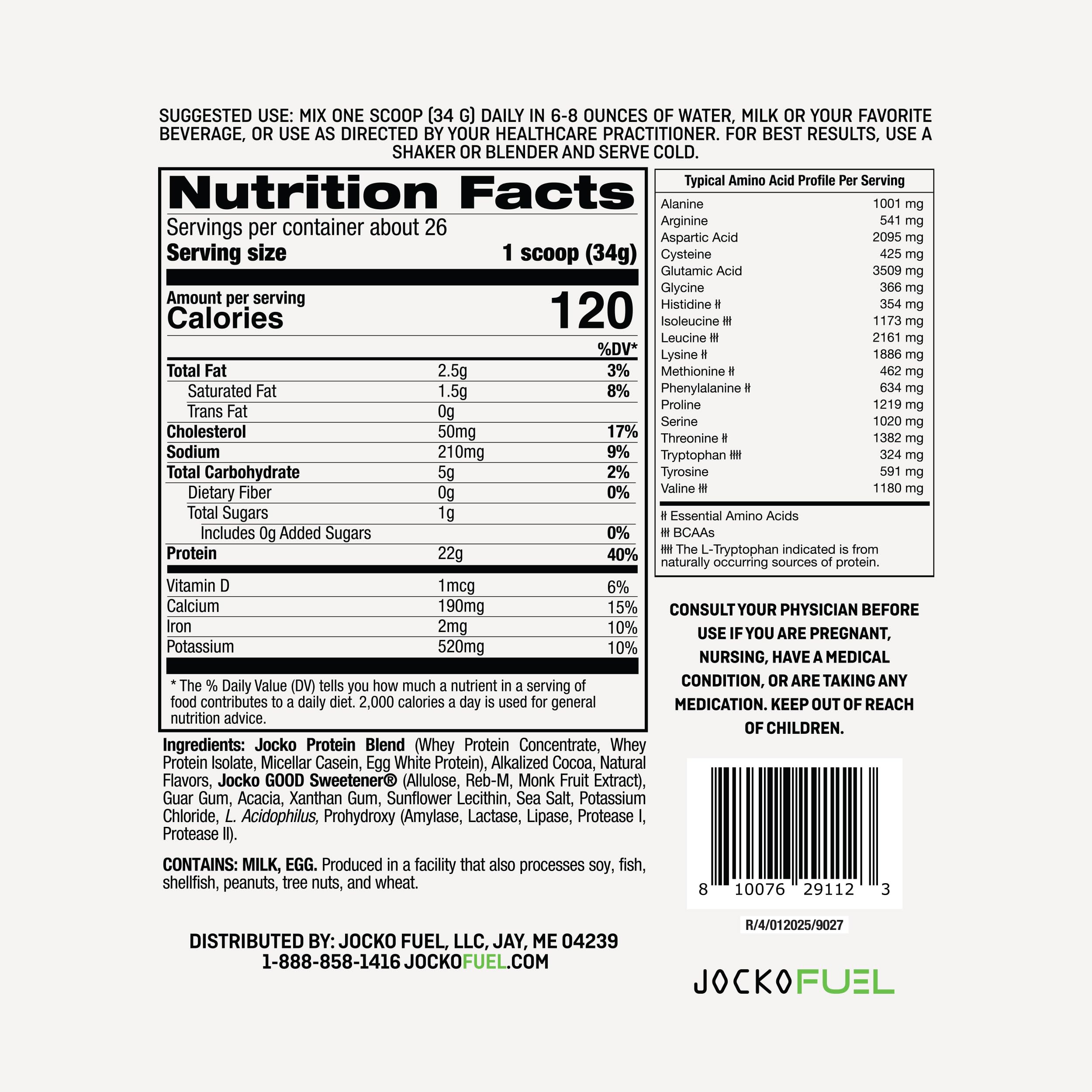 Jocko Fuel Mölk Whey Protein Powder 22g Low Sugar Monk Fruit Blend - Muscle Recovery & Growth, Packaging May Vary (26 Servings, Mint Chocolate)