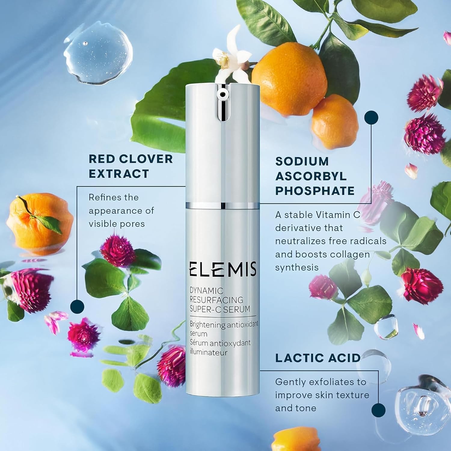 ELEMIS Dynamic Resurfacing Super-C Serum, Daily Anti-Aging Antioxidant Serum Brightens, Refines, and Illuminates Dull Skin with Vitamin C, 30 mL
