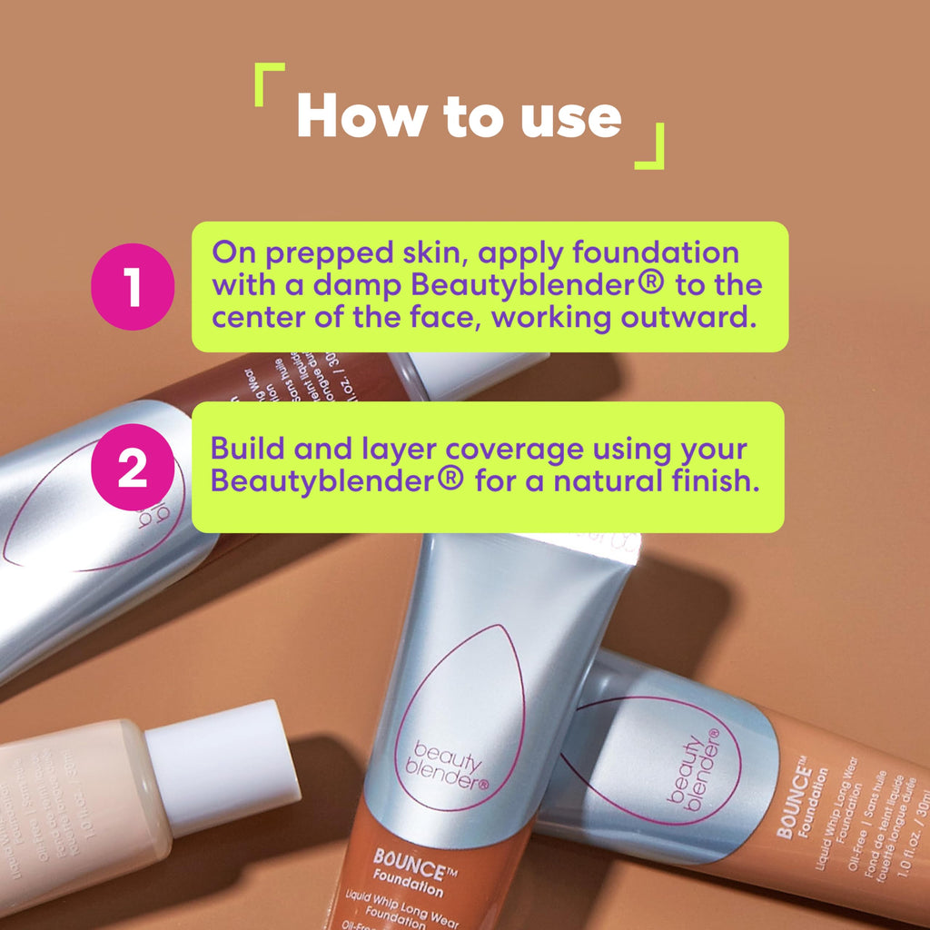 Beautyblender Bounce Liquid Whip Long Wear Foundation, Full Coverage Natural Matte Makeup Foundation, Oil Free 24 Hour Wear, 1.50 C Light Beige