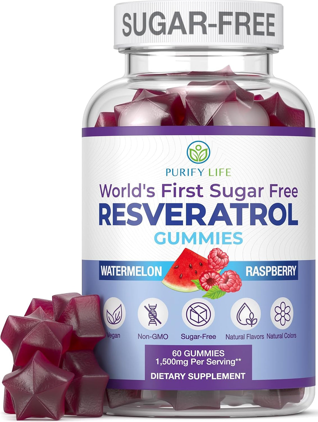 Sugar-Free Resveratrol Gummies - Potent Anti-Aging Antioxidant - Resveratrol Supplement to Support Digestive & Immune Health - Natural Herb for Cell Growth & Repair - Easy Chewable NMN Alternative
