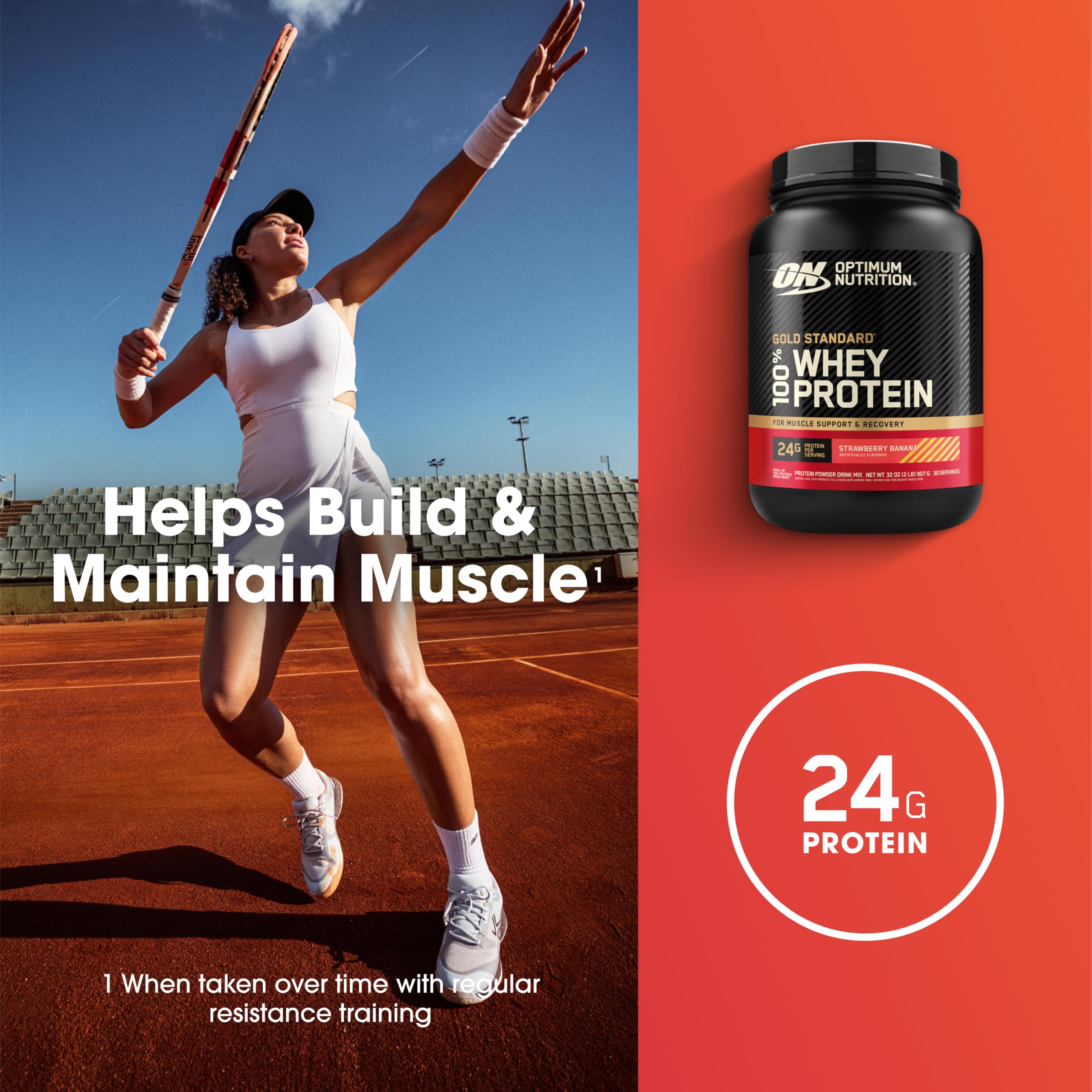 Optimum Nutrition Gold Standard 100% Whey Protein Powder, Vanilla Ice Cream, 2 Pound (Packaging May Vary)