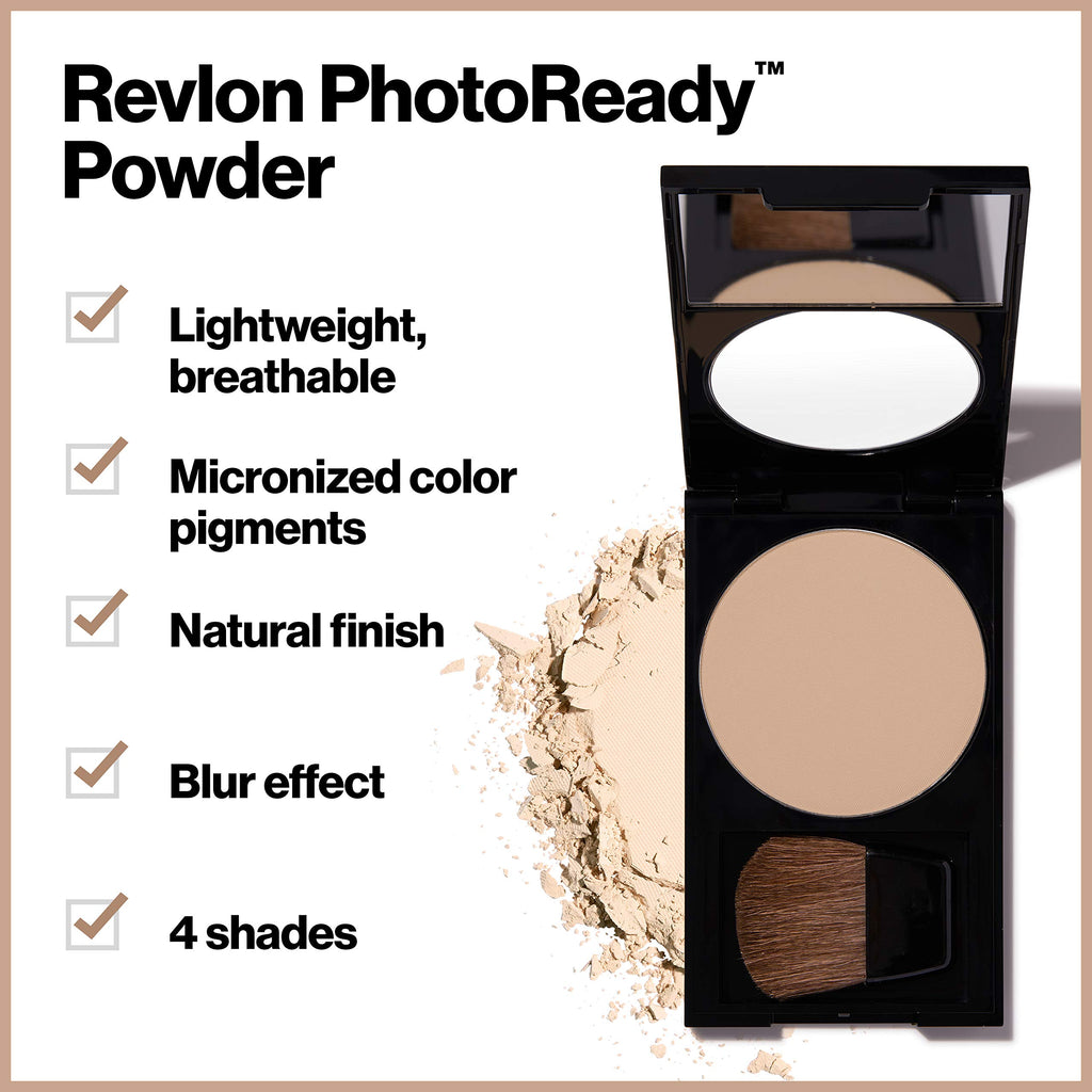 Revlon PhotoReady Blurring Face Powder Makeup, Longwear, Light-Medium Coverage, Stocking Stuffer for Her, Shine & Oil-Free, 020 Light Medium, 0.25 oz