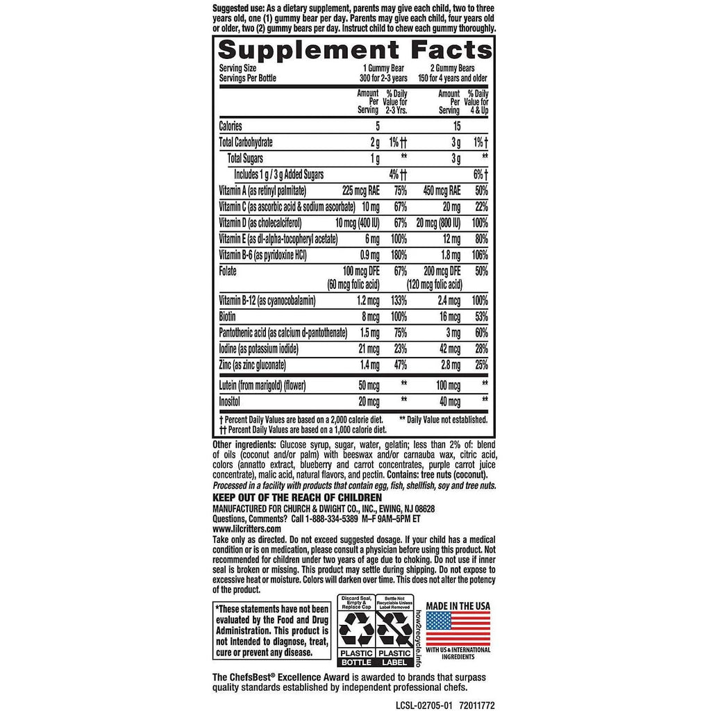 Gummy Vites Children's Chewable Gummy Bear Multivitamin Dietary Supplement, 300 Count