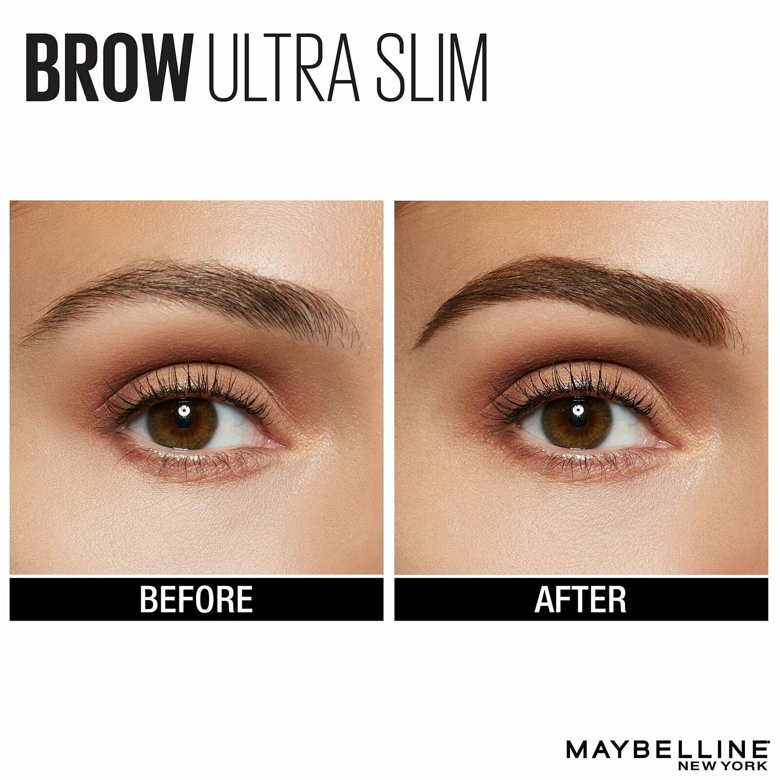 Maybelline Express Brow Ultra Slim Eyebrow Makeup, Brow Pencil with Precision Tip and Spoolie for Defined Eyebrows, Soft Brown, 1 Count