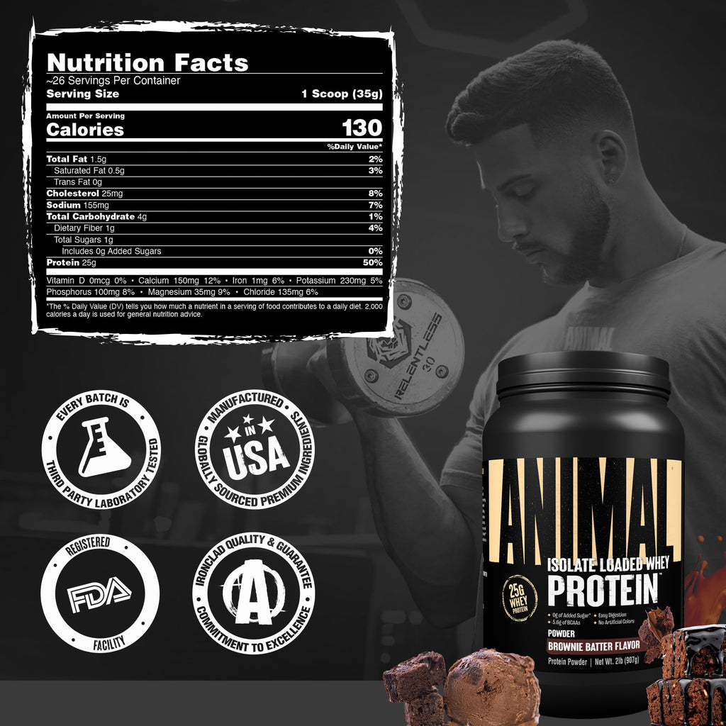 Animal Whey Isolate Protein Powder - Loaded for Pre & Post Workout Muscle Builder and Recovery with Digestive Enzymes for Men & Women - 25g Protein, Great Taste, Low Sugar - Strawberry 4 lbs