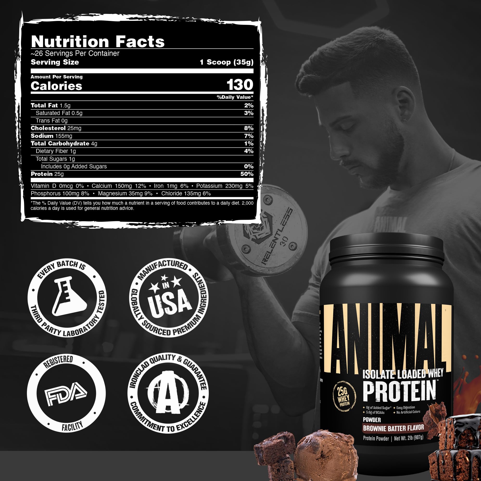 Animal Whey Isolate Protein Powder - Loaded for Pre & Post Workout Muscle Builder and Recovery with Digestive Enzymes for Men & Women - 25g Protein, Great Taste, Low Sugar - Strawberry 4 lbs