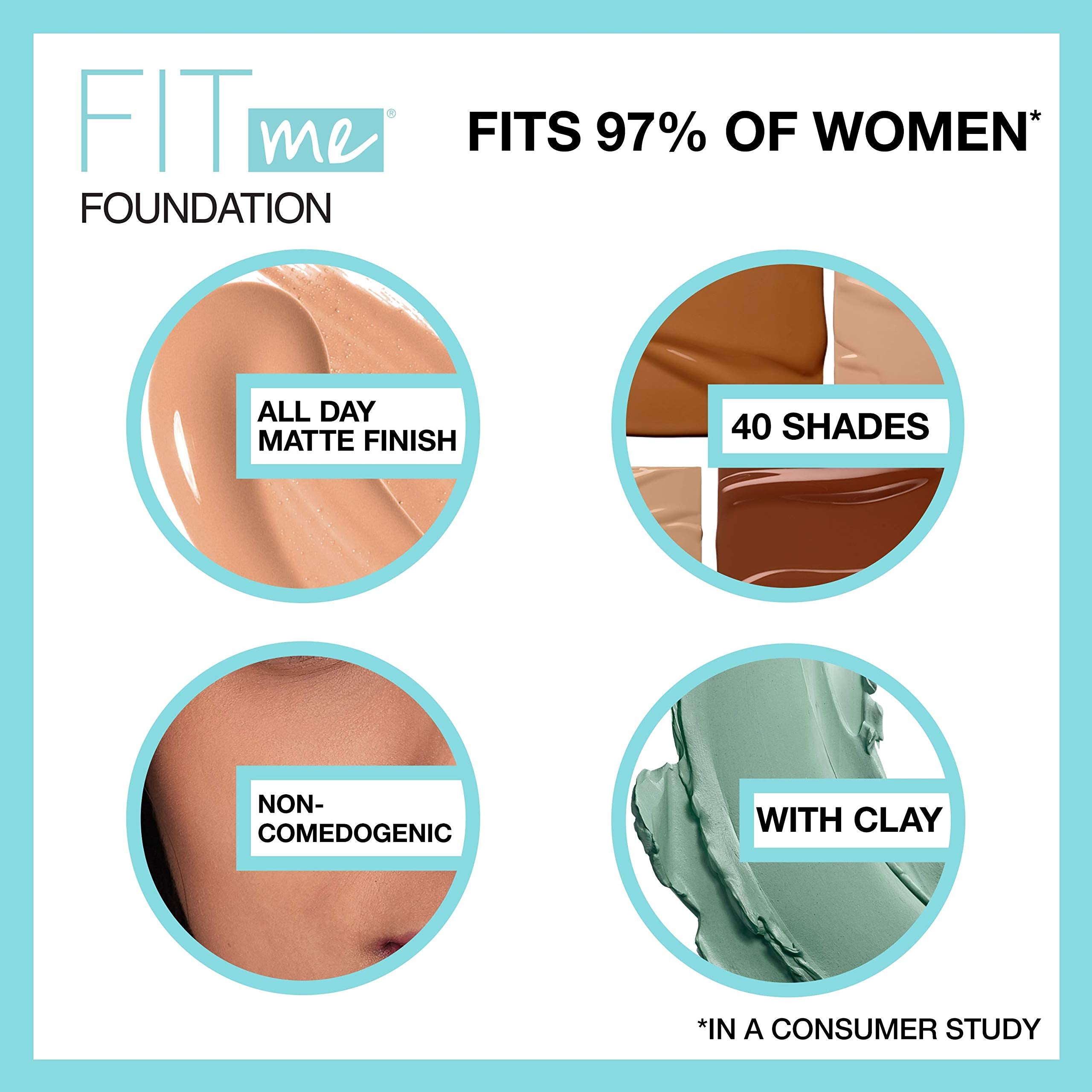 Maybelline Fit Me Matte + Poreless Liquid Oil-Free Foundation Makeup, Natural Ivory, 1 Count (Packaging May Vary)