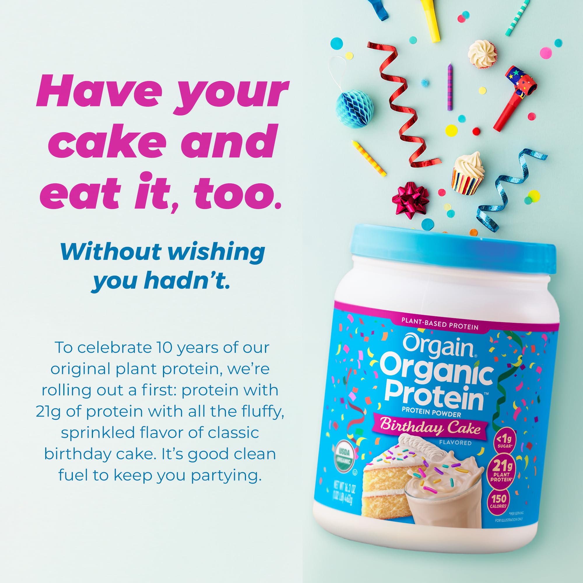 Orgain Organic Vegan Protein Powder, Vanilla Bean - 21g Plant Protein, 6g Prebiotic Fiber, No Lactose Ingredients, No Added Sugar, Non-GMO, For Shakes & Smoothies, 2.03 lb (Packaging May Vary)
