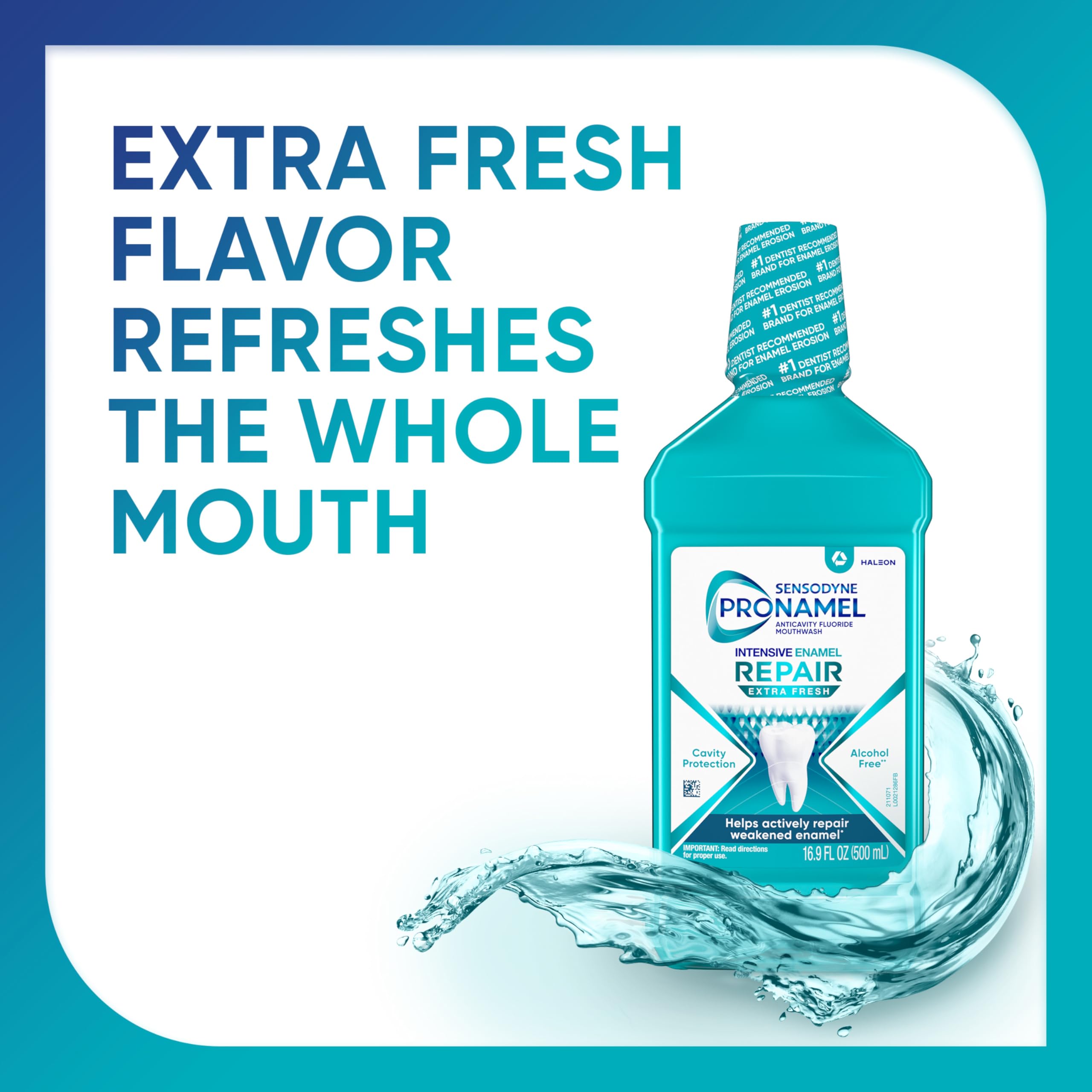 Sensodyne Pronamel Intensive Enamel Repair Alcohol-Free Mouthwash to Help Actively Repair Enamel and Protect Against Cavities, Extra Fresh, 16.9 fl oz (3 Pack)