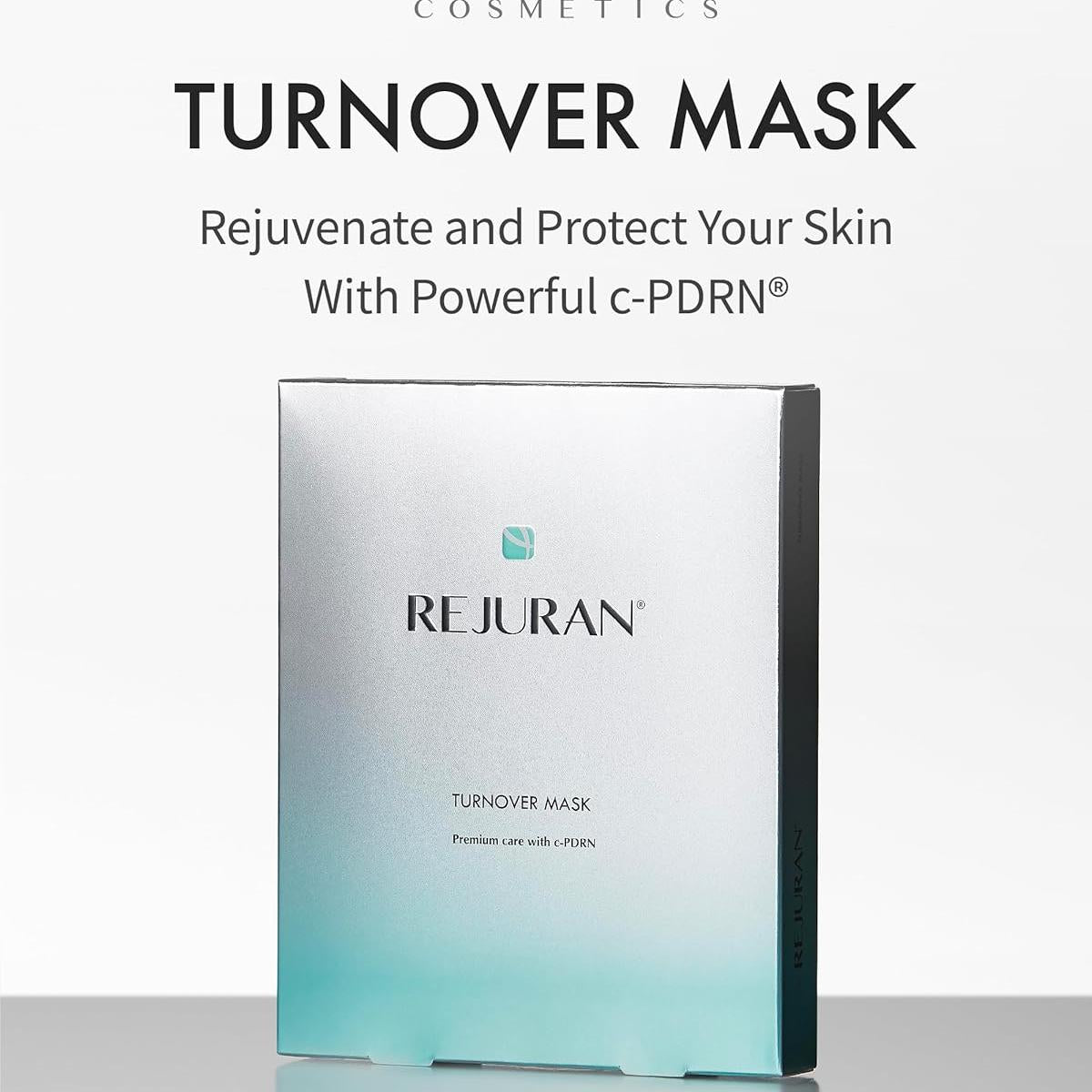 REJURAN® Turnover Skincare Set with c-PDRN® – Salmon DNA Face Serum & Sheet Mask Duo for Firming, Hydrating, and Radiant Glass Skin – Korean Anti-Aging Ampoule & Mask (1.69 fl oz + 5 Masks)