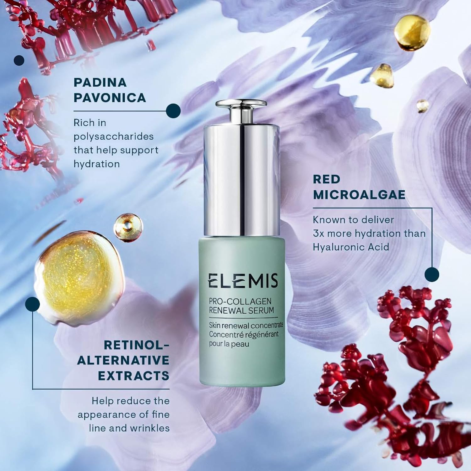 ELEMIS Pro-Collagen Renewal Serum 15ml, Gentle Retinol Alternative for Smoothing Fine Lines & Wrinkles