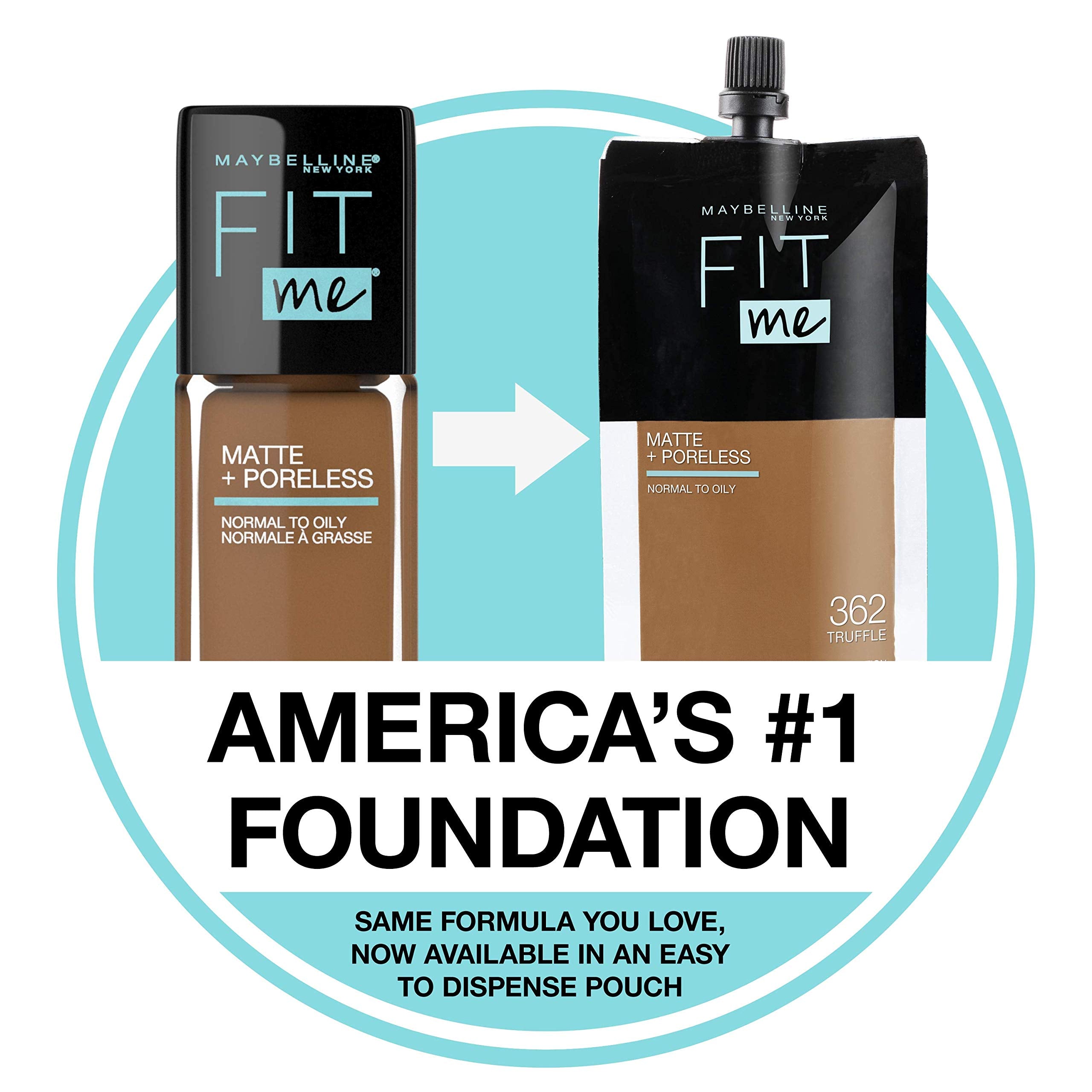Maybelline Fit Me Matte + Poreless Liquid Oil-Free Foundation Makeup, Natural Ivory, 1 Count (Packaging May Vary)