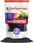Dried Elderberries - 1lb Bulk - Hand-Sorted, Wildcrafted, Natural, Non-GMO, Whole European Immune System Support for Black Elderberry Syrup, Gummies, Jelly, Tea, Wine, Raw Sambucus, One Pound