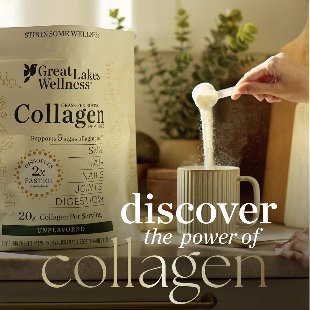 Great Lakes Wellness Collagen Peptides Powder for Skin, Hair, Nails, Joints & Digestion - Unflavored - 22 Servings (Pack of 1)