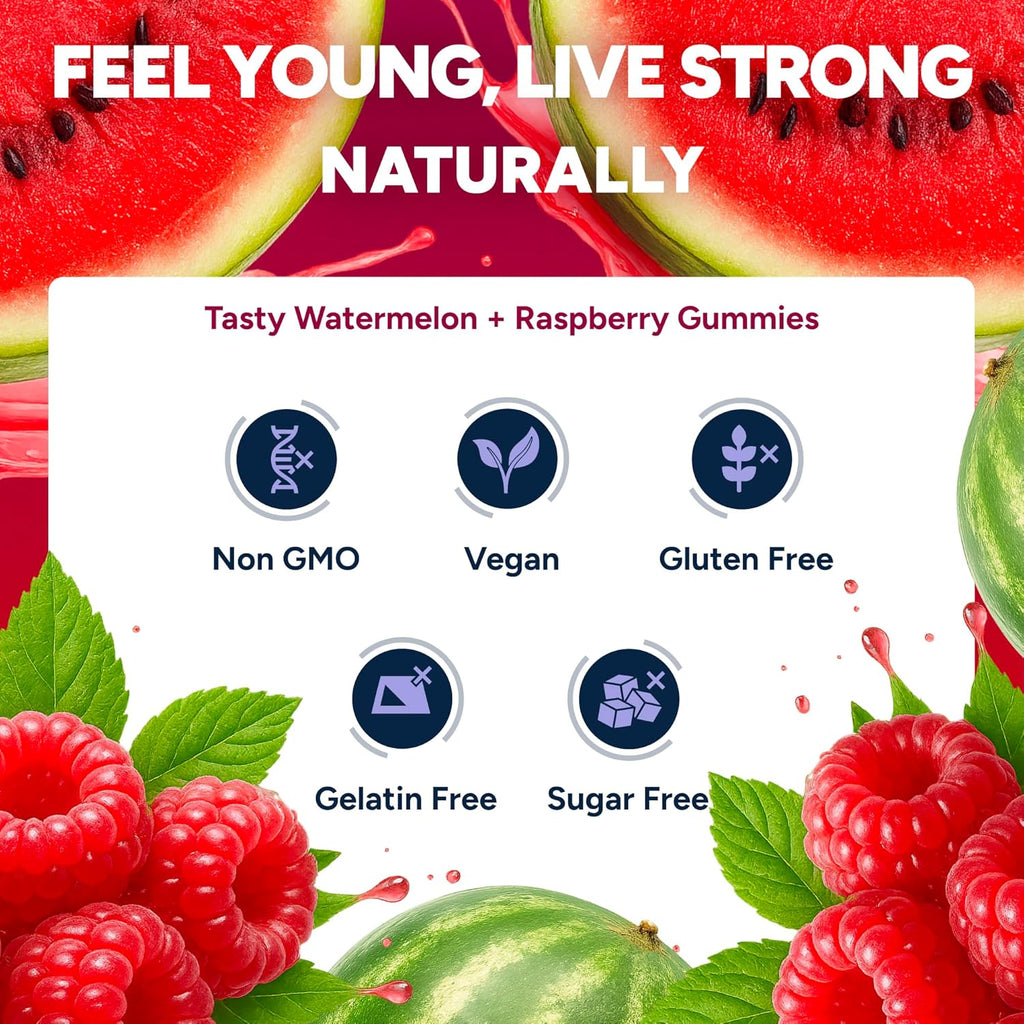 Sugar-Free Resveratrol Gummies - Potent Anti-Aging Antioxidant - Resveratrol Supplement to Support Digestive & Immune Health - Natural Herb for Cell Growth & Repair - Easy Chewable NMN Alternative