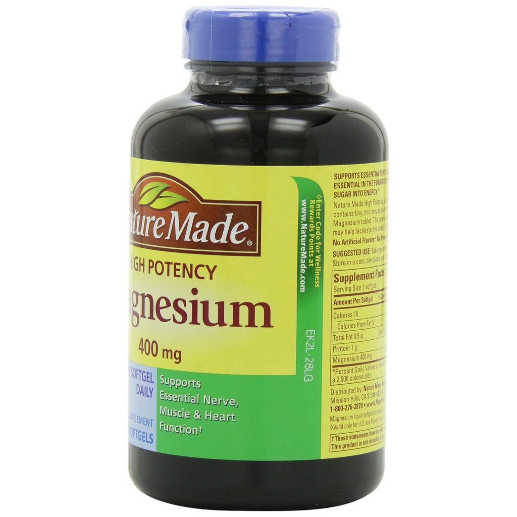 Nature Made High Potency Magnesium 400 mg - 150 Liquid Softgels,(Pack of 2)