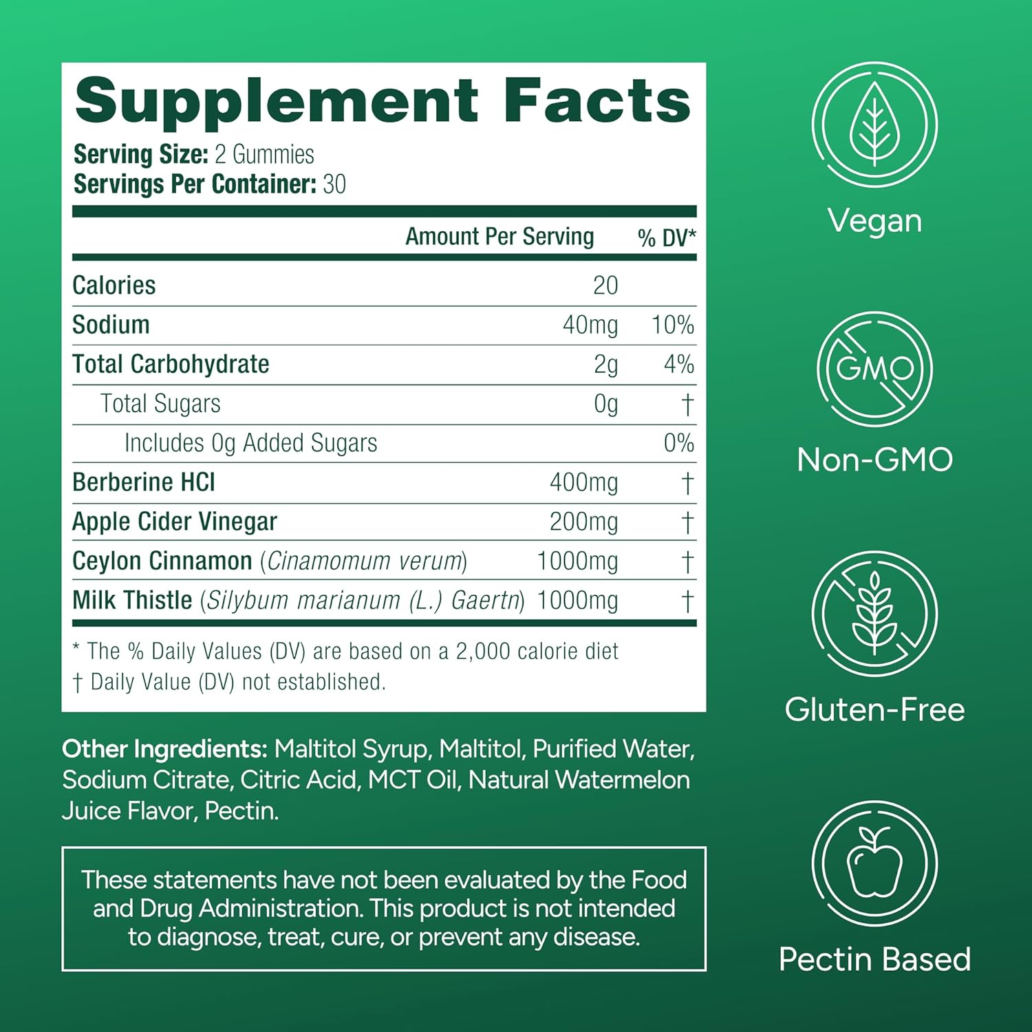 GLP-1 Support Supplement, Sugar-Free Berberine Complex Gummies with Ceylon Cinnamon, Milk Thistle, and ACV [AMPK Metabolic Activator] Berberine Supplement for Appetite Support and Metabolic Health