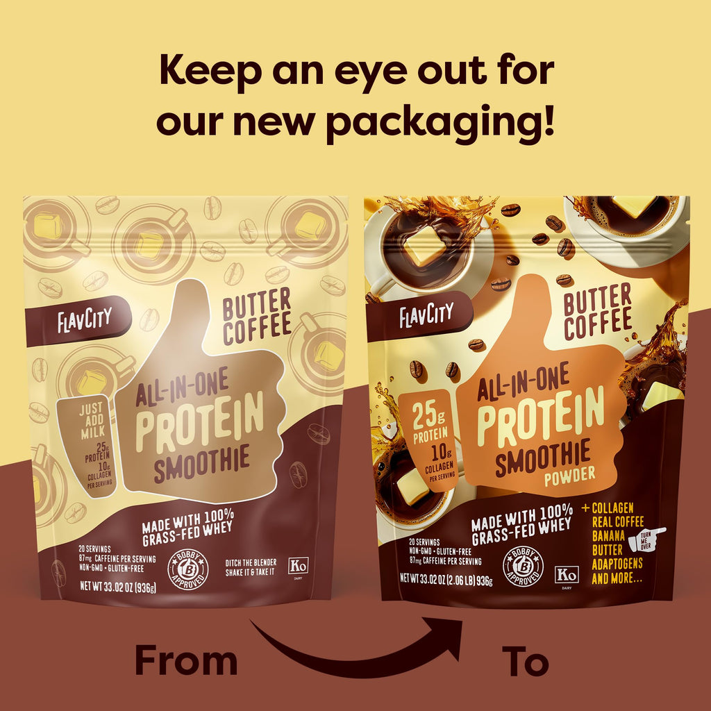 FlavCity Grass Fed Whey Protein Powder - Vanilla Smoothie - 25g Protein & 10g Collagen - Made with Real Vanilla Bean & Organic Coconut Milk - Gluten Free & No Added Sugars (20 Servings)