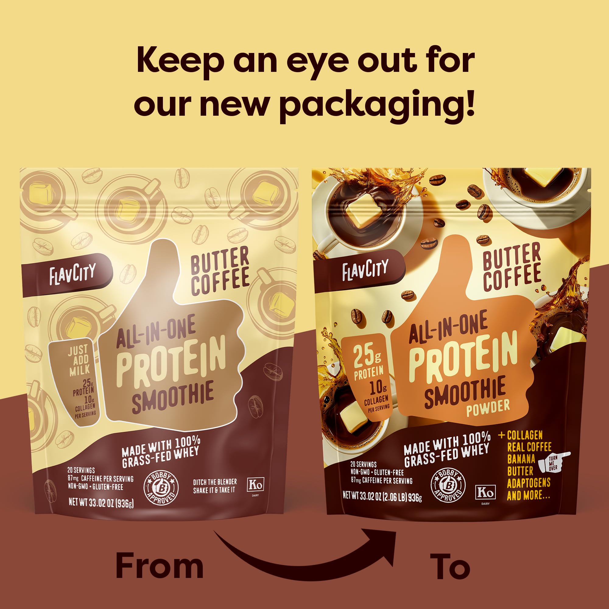 FlavCity Grass Fed Whey Protein Powder - Vanilla Smoothie - 25g Protein & 10g Collagen - Made with Real Vanilla Bean & Organic Coconut Milk - Gluten Free & No Added Sugars (20 Servings)