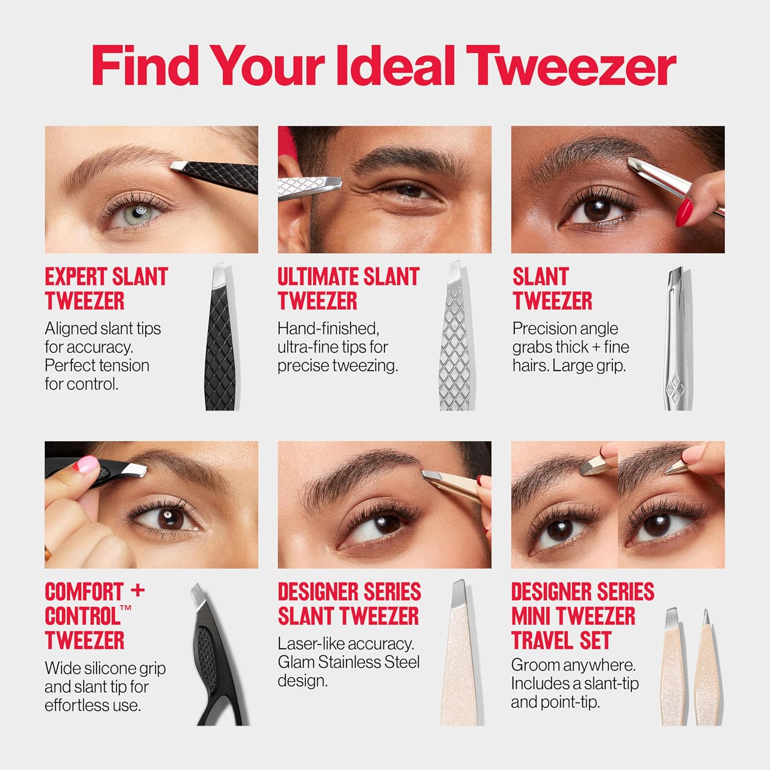 Revlon Multipurpose Hair Removal Tweezer, High Precision Slant Tip Tweezers for Men, Women & Kids, Stainless Steel (Pack of 1)