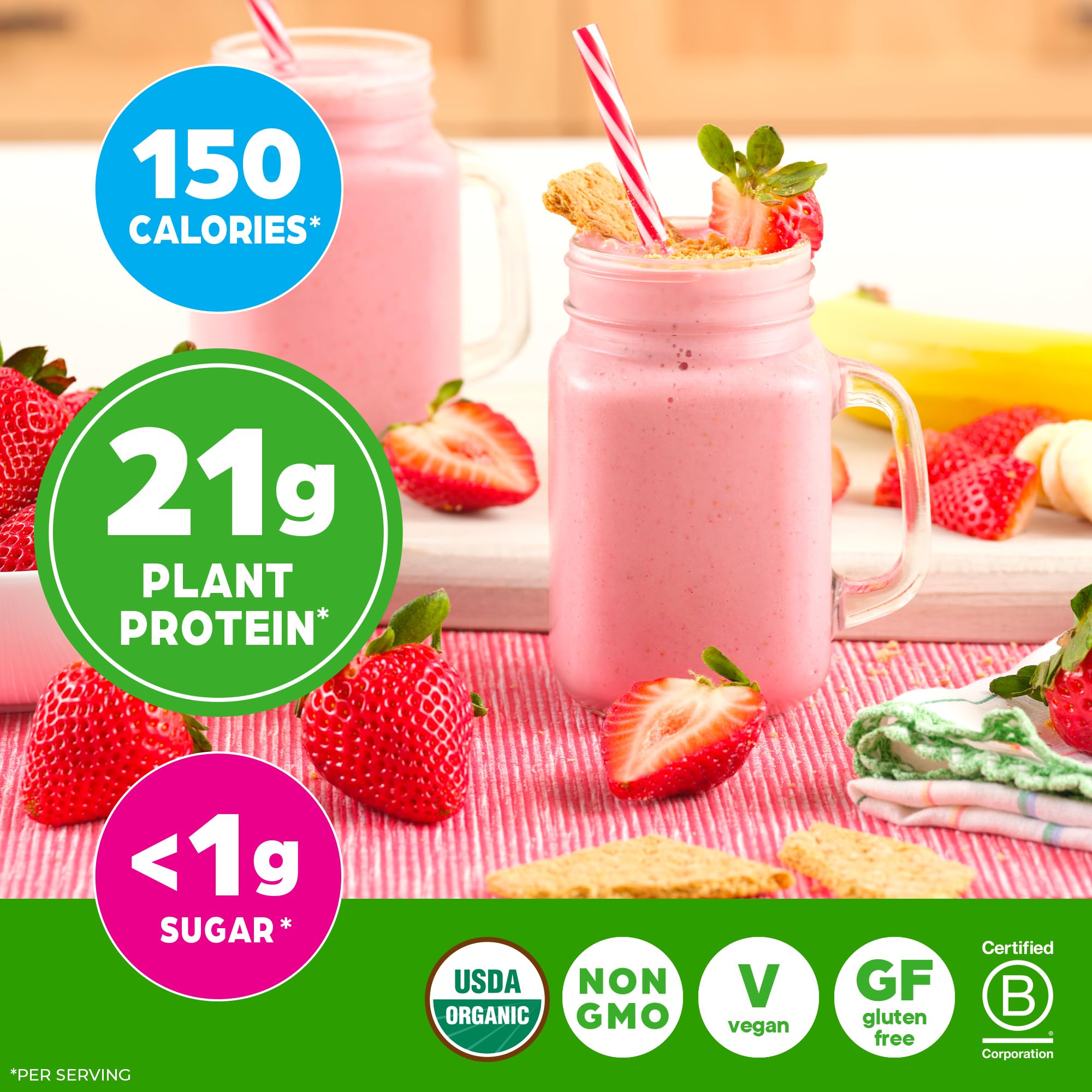 Orgain Organic Vegan Protein Powder, Vanilla Bean - 21g Plant Protein, 6g Prebiotic Fiber, No Lactose Ingredients, No Added Sugar, Non-GMO, For Shakes & Smoothies, 2.03 lb (Packaging May Vary)