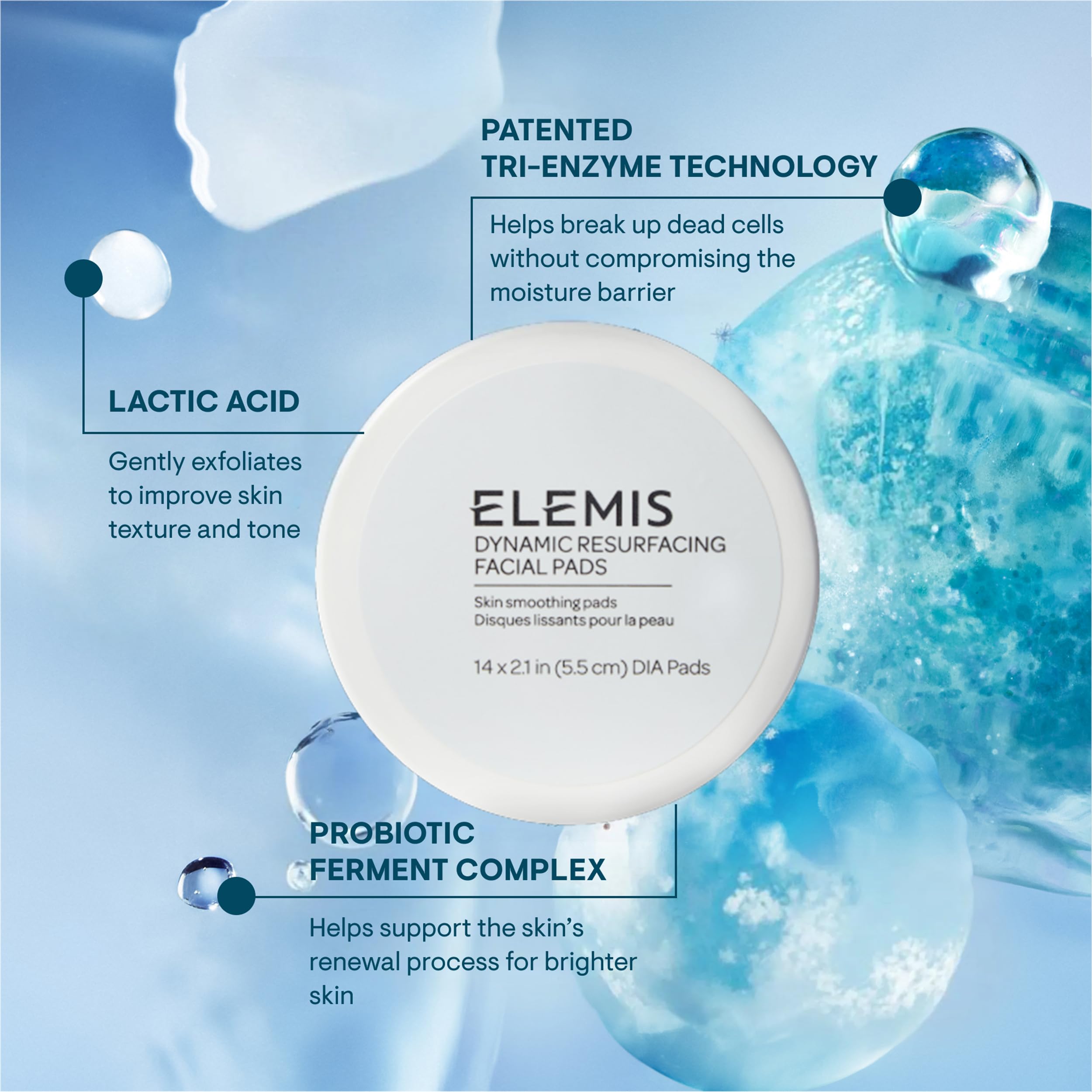 ELEMIS Dynamic Resurfacing Facial Pads, Gentle Textured Treatment Facial Exfoliating Pads