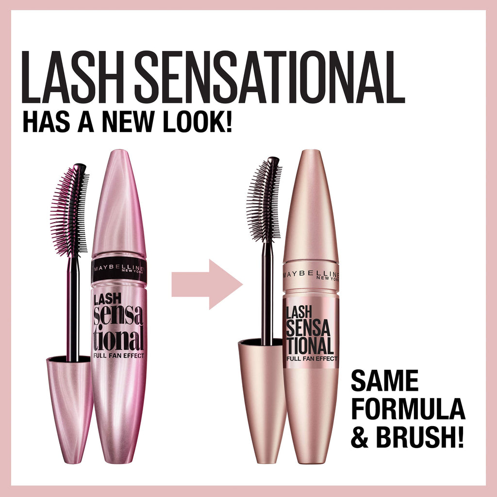 Maybelline Lash Sensational Waterproof Mascara, Lengthening and Volumizing for a Full Fan Effect,Very Black, 1 Count