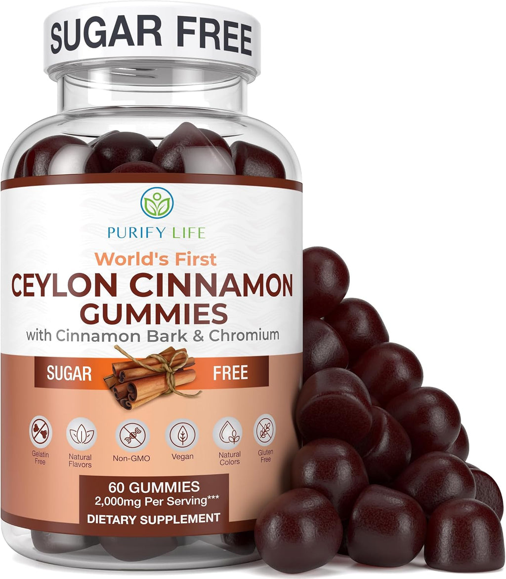 Sugar-Free Ceylon Cinnamon Gummies (2,000mg/Serving) – Vegan, Gluten-Free Herbal Supplement – Replace Cinnamon Capsules, Pills & Powders – 60 Chews