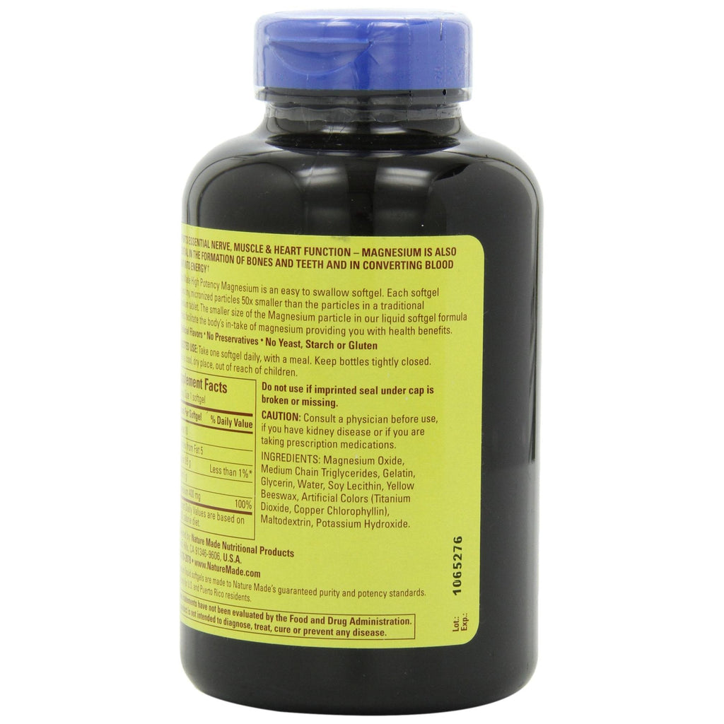 Nature Made High Potency Magnesium 400 mg - 150 Liquid Softgels,(Pack of 2)