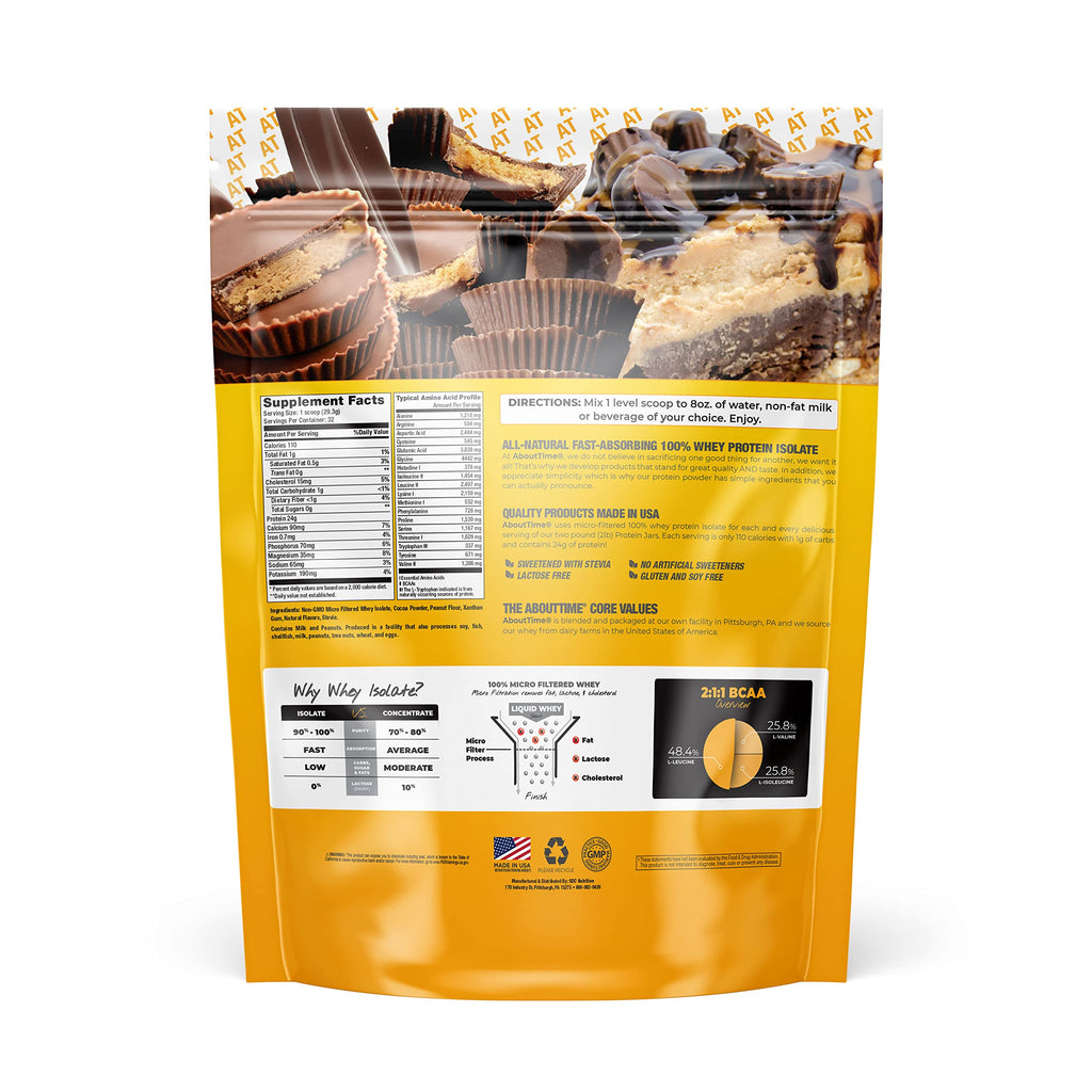 About Time Whey Protein Isolate Powder 25g Vanilla, Natural Ingredients, Non-GMO, Gluten-Free, Lactose-Free, Zero Sugar, Low Carb, 32 Servings