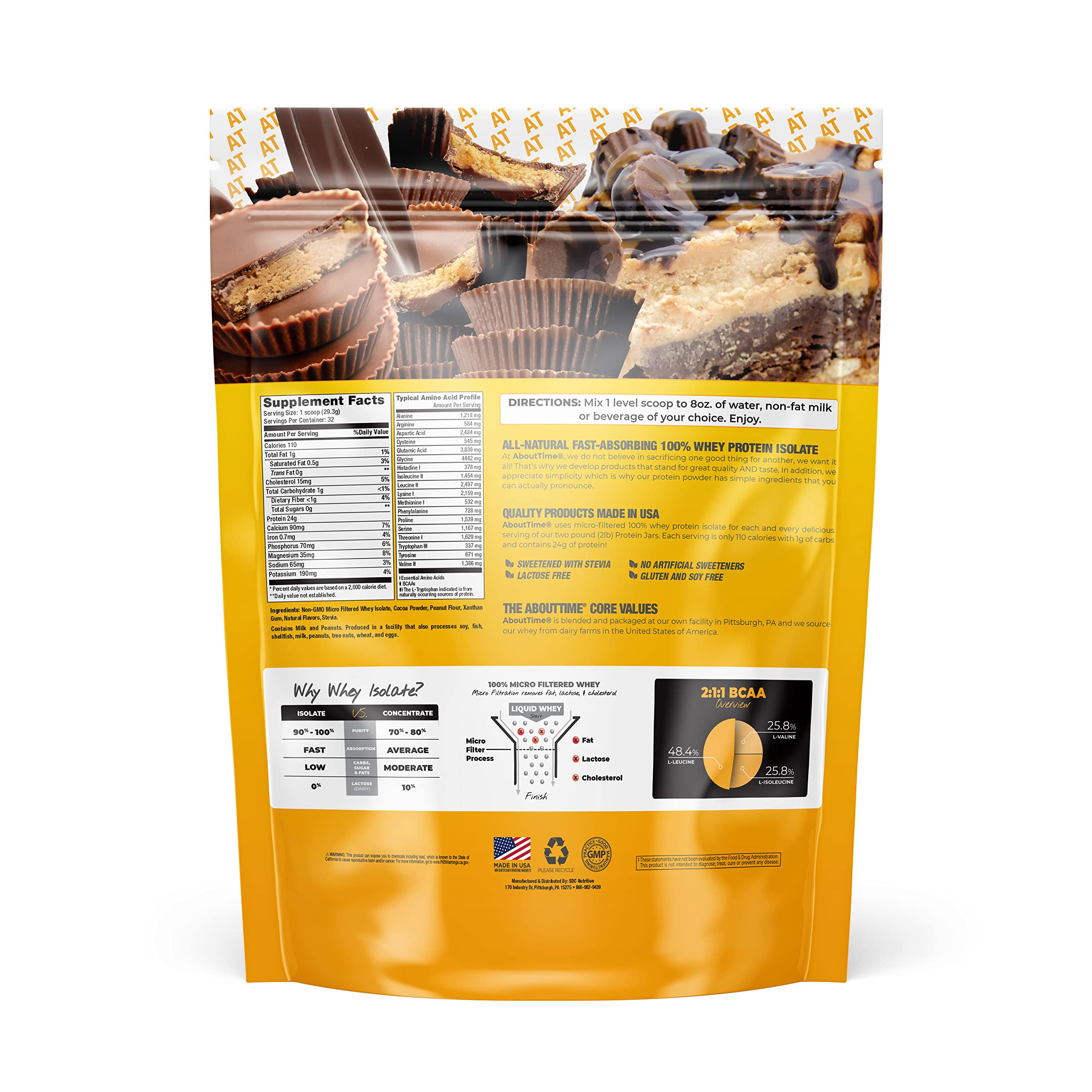 About Time Whey Protein Isolate Powder 25g Vanilla, Natural Ingredients, Non-GMO, Gluten-Free, Lactose-Free, Zero Sugar, Low Carb, 32 Servings