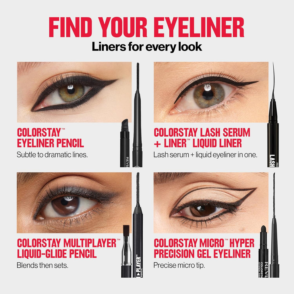 REVLON ColorStay Pencil Waterproof Eyeliner, Smudge-Proof, Eye Makeup with Built-In Sharpener, Stocking Stuffer for Women, 204 Charcoal, 0.01 oz