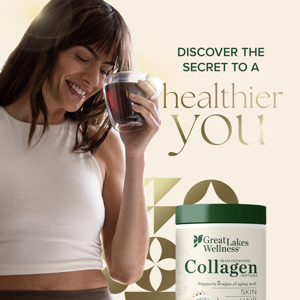 Great Lakes Wellness Collagen Peptides Powder for Skin, Hair, Nails, Joints & Digestion - Unflavored - 22 Servings (Pack of 1)