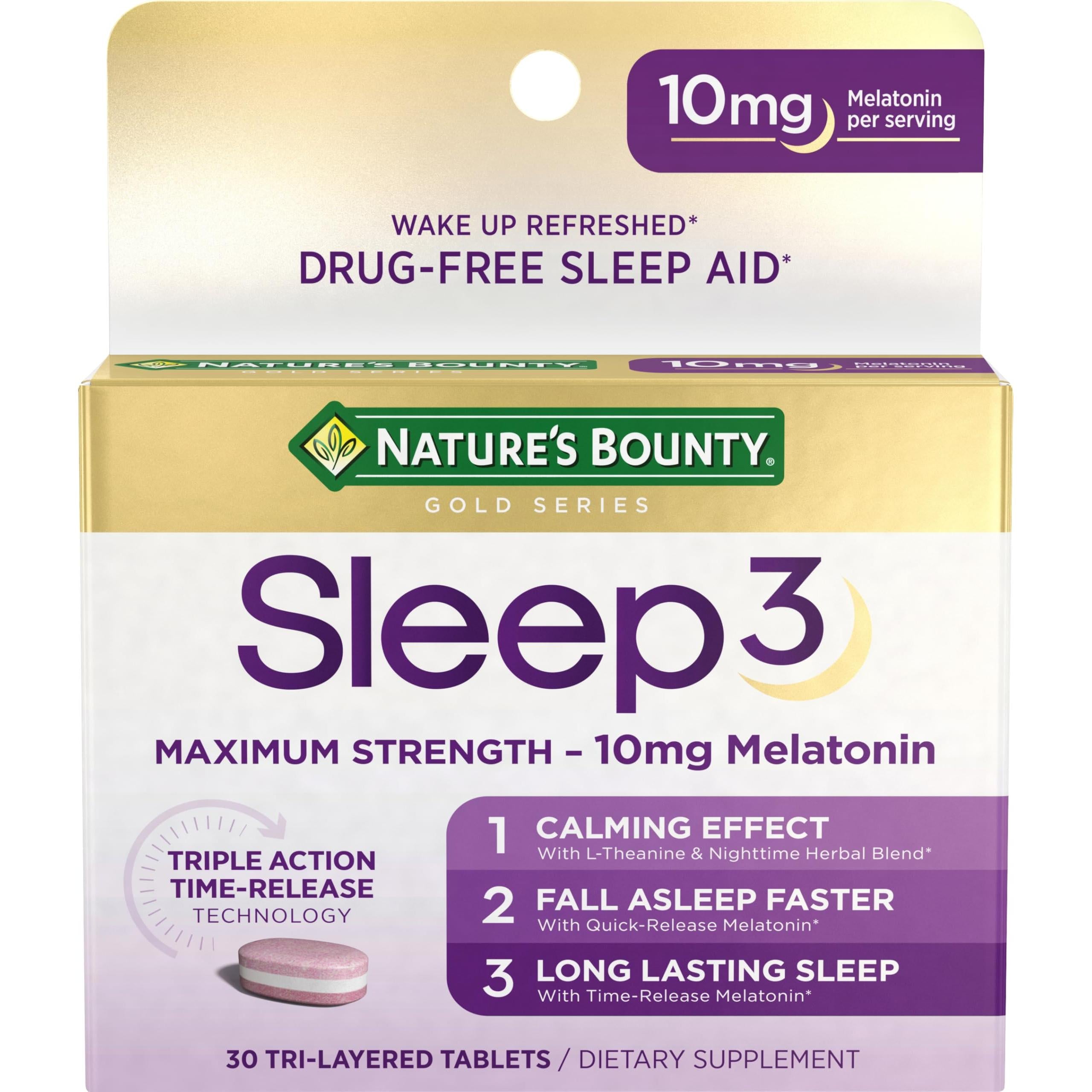 Nature's Bounty Sleep3 10mg. Melatonin, 120 Tablets