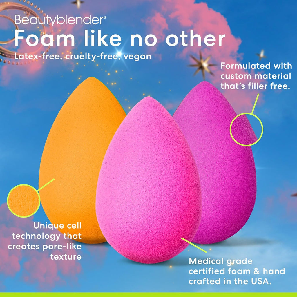 Beautyblender® | Cosmo Beauty Blender 5-Piece Essentials Set - 3 Makeup Sponges, 1 Sponge & Brush Cleanser, Nest Stand, Professional Application, Vegan & Cruelty Free, Made in the USA