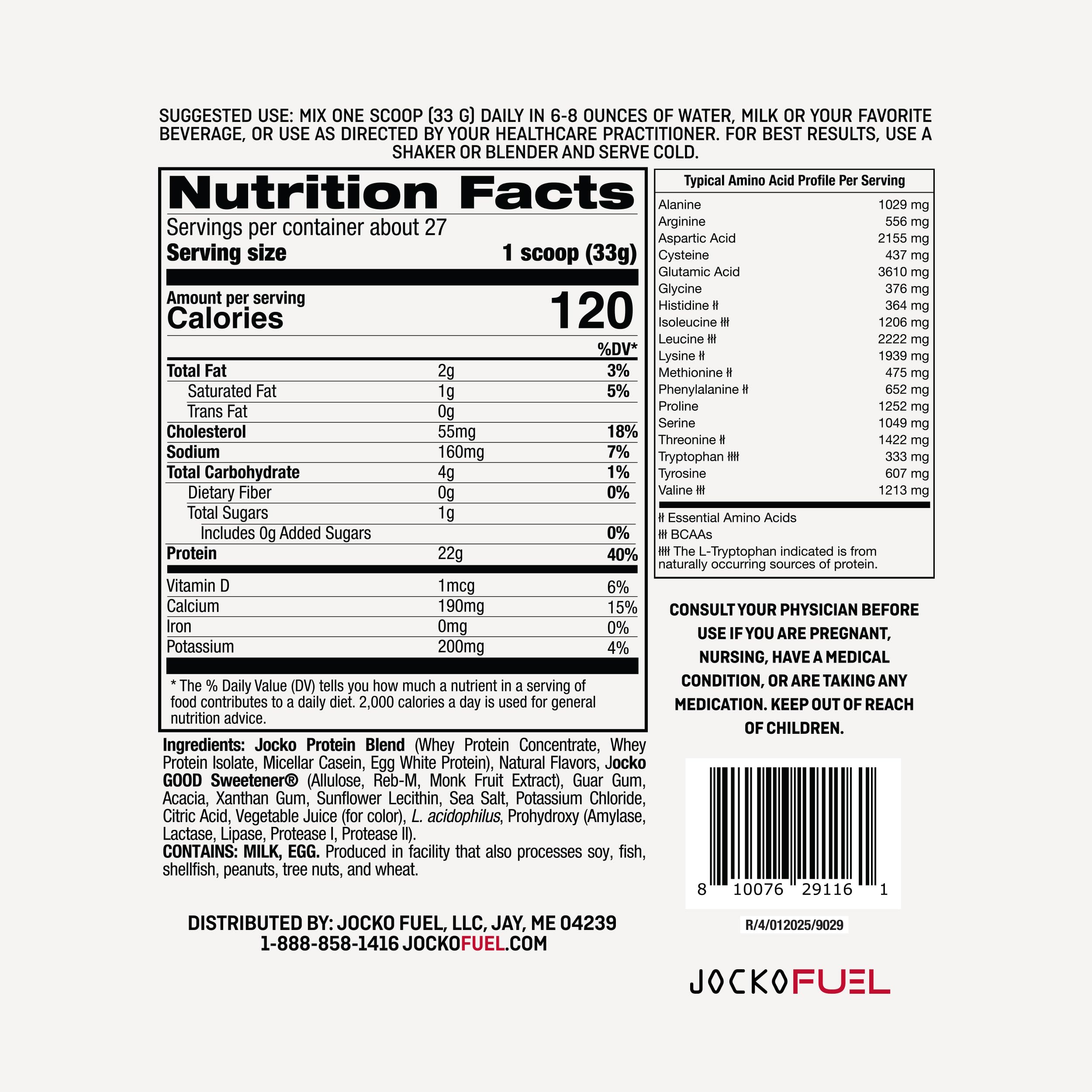 Jocko Fuel Mölk Whey Protein Powder 22g Low Sugar Monk Fruit Blend - Muscle Recovery & Growth, Packaging May Vary (26 Servings, Mint Chocolate)