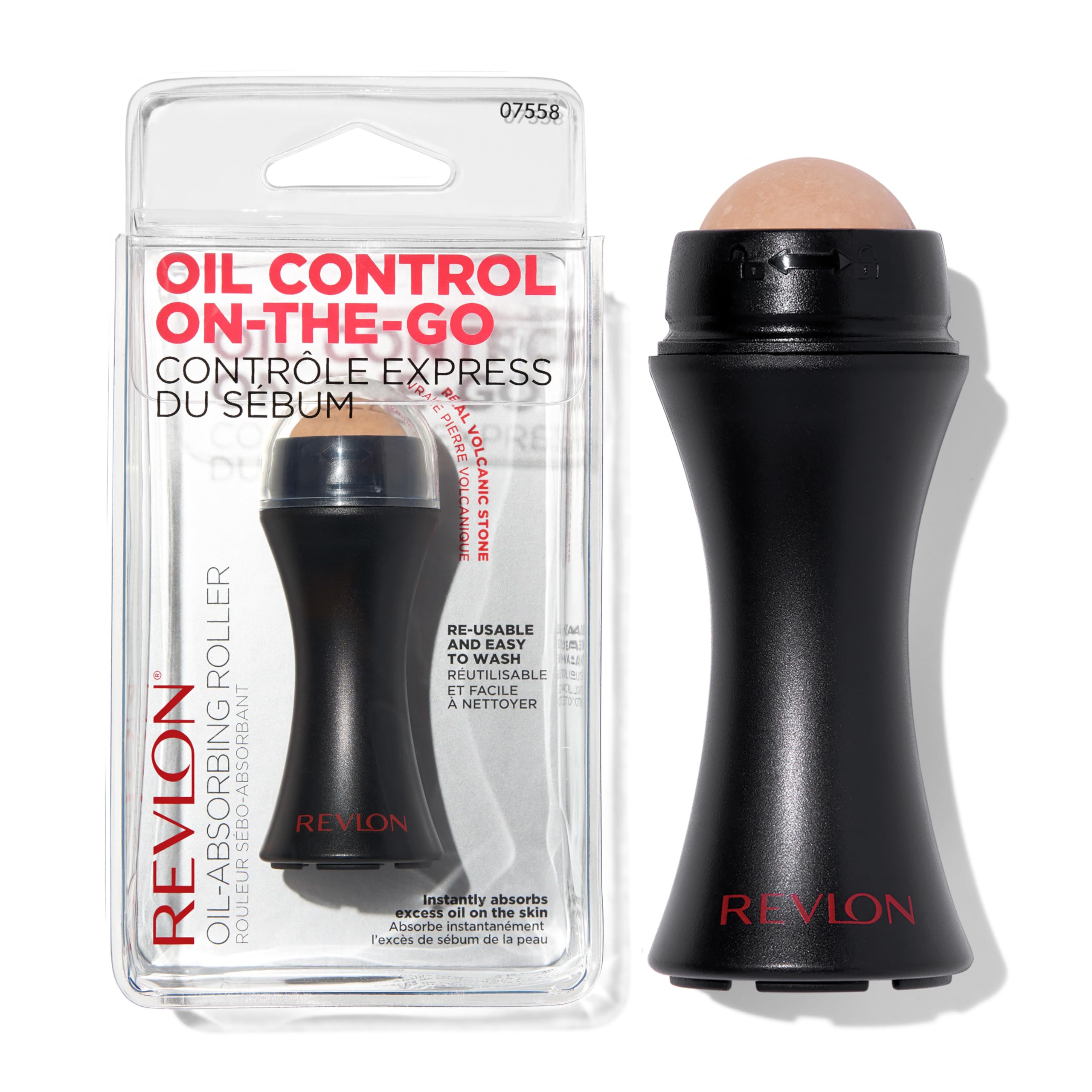 Revlon Face Roller, Oily Skin Control for Makeup, Oil Absorbing, Volcanic Reusable Facial Skincare Tool, Stocking Stuffer for Women & Men, 1 count