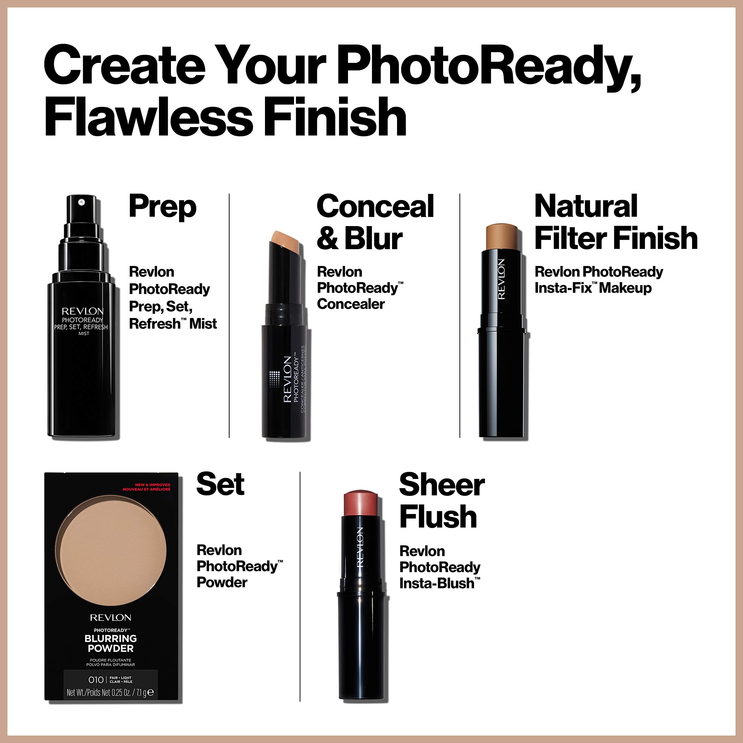 Revlon PhotoReady Blurring Face Powder Makeup, Longwear, Light-Medium Coverage, Stocking Stuffer for Her, Shine & Oil-Free, 020 Light Medium, 0.25 oz