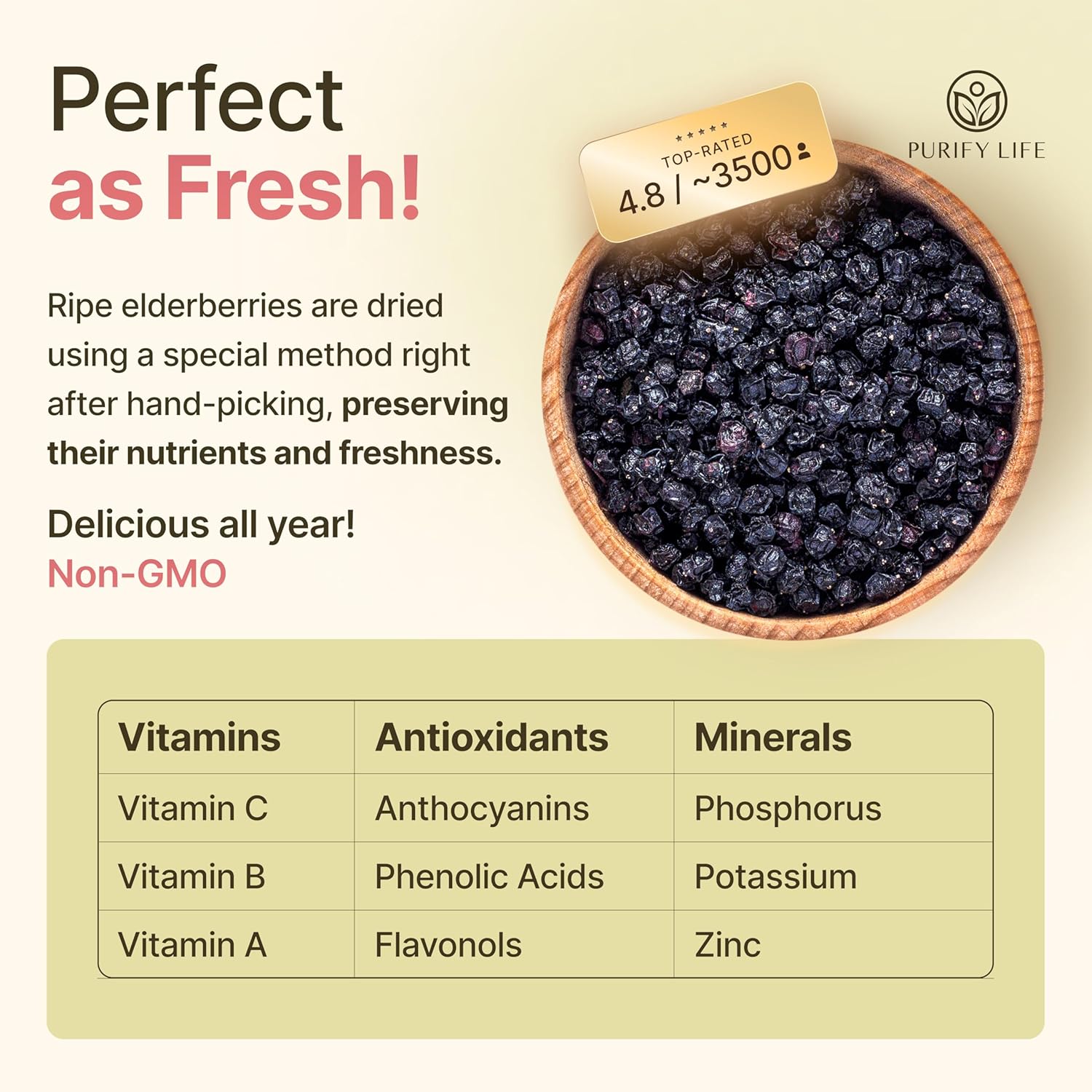 Dried Elderberries - 1lb Bulk - Hand-Sorted, Wildcrafted, Natural, Non-GMO, Whole European Immune System Support for Black Elderberry Syrup, Gummies, Jelly, Tea, Wine, Raw Sambucus, One Pound