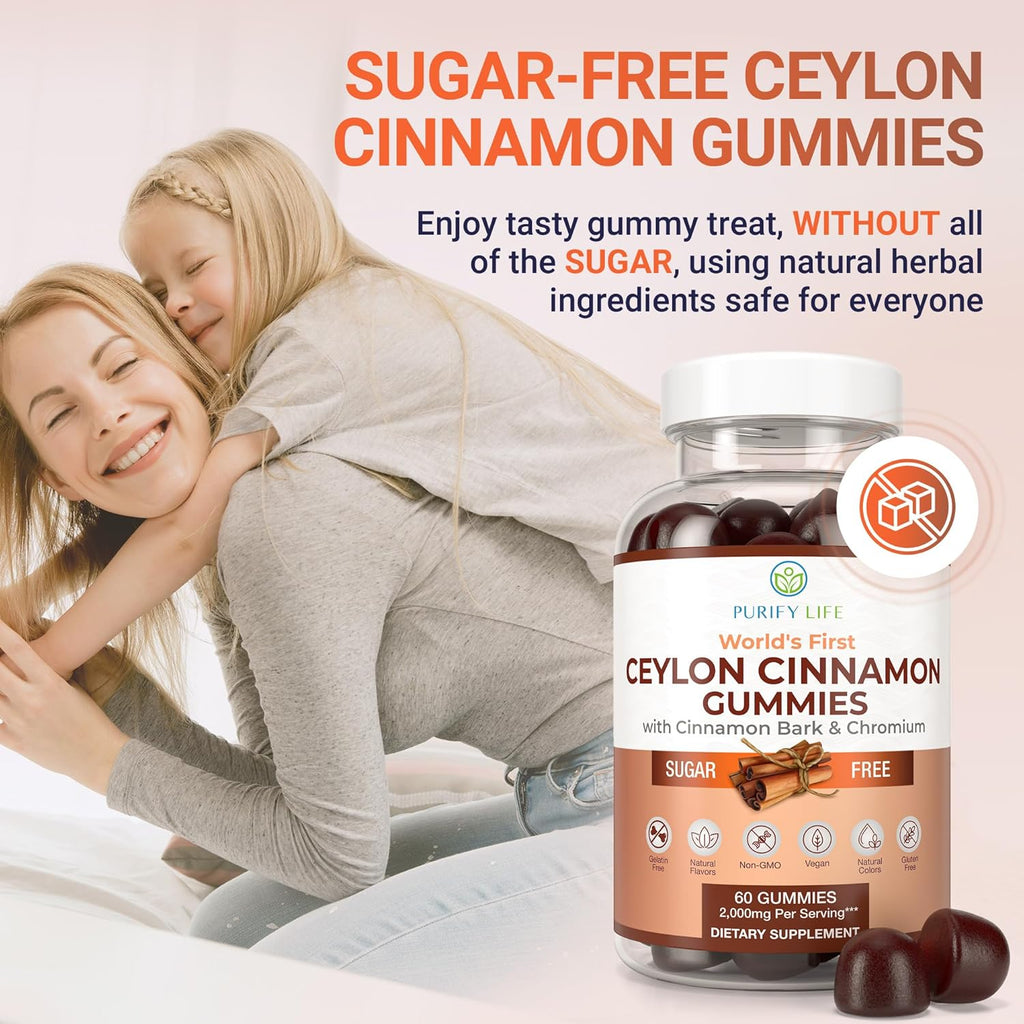Sugar-Free Ceylon Cinnamon Gummies (2,000mg/Serving) – Vegan, Gluten-Free Herbal Supplement – Replace Cinnamon Capsules, Pills & Powders – 60 Chews