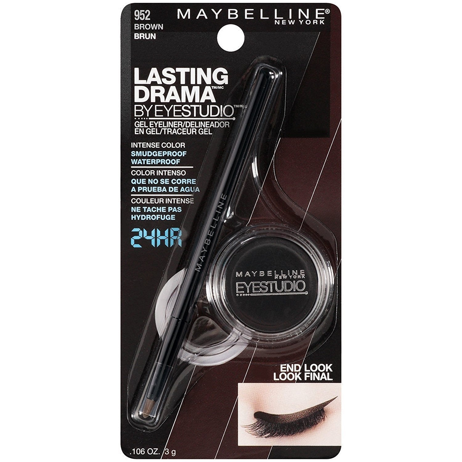 Maybelline New York Makeup Eyestudio Lasting Drama Gel Eye Liner, Blackest Black, Waterproof, 0.106 Ounce,Pack of 1