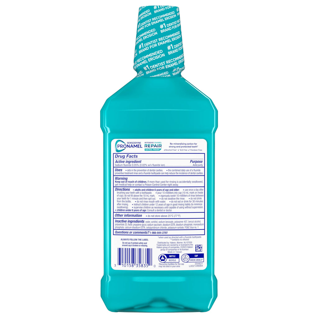 Sensodyne Pronamel Intensive Enamel Repair Alcohol-Free Mouthwash to Help Actively Repair Enamel and Protect Against Cavities, Extra Fresh, 16.9 fl oz (3 Pack)