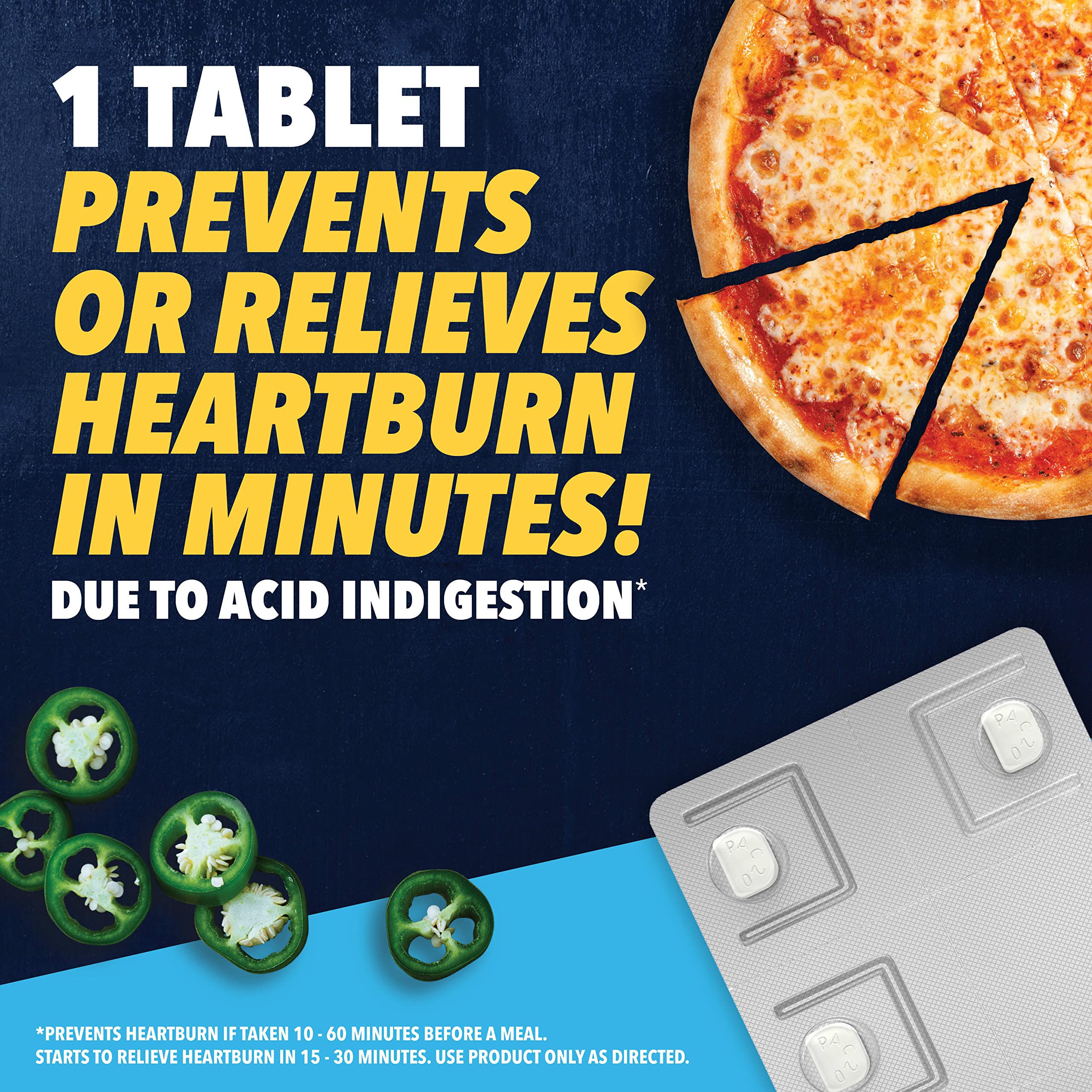 Pepcid AC Maximum Strength Heartburn Relief Tablets, OTC Medicine Prevents & Relieves Heartburn & Acid Reflux Due to Acid Indigestion, 20mg Famotidine Acid Reducer, Fast-Acting, 50 ct