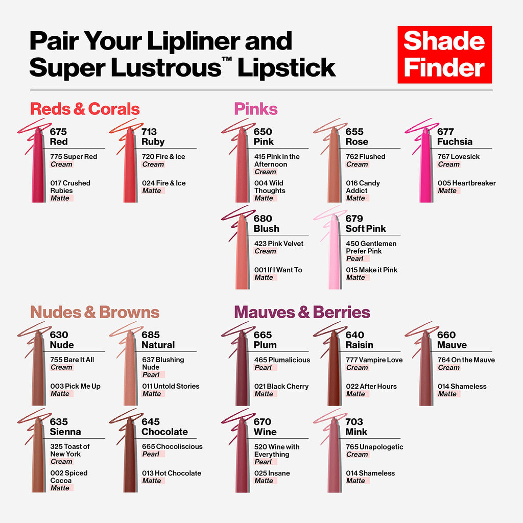 Revlon Colorstay Lip Liner Makeup with Built-in-Sharpener, Longwear Rich Colors, Smooth Application, 630 Nude, 0.01 oz