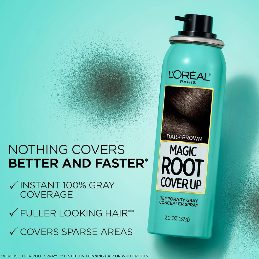 L'Oreal Paris Root Cover Up Temporary Gray Concealer Spray Dark Brown 2 Oz (Pack of 2) (Packaging May Vary)