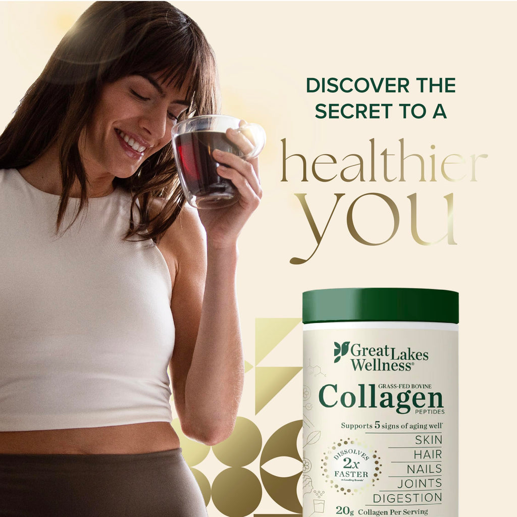 Great Lakes Wellness Collagen Peptides Powder for Skin, Hair, Nails, Joints & Digestion - Unflavored - 22 Servings (Pack of 1)
