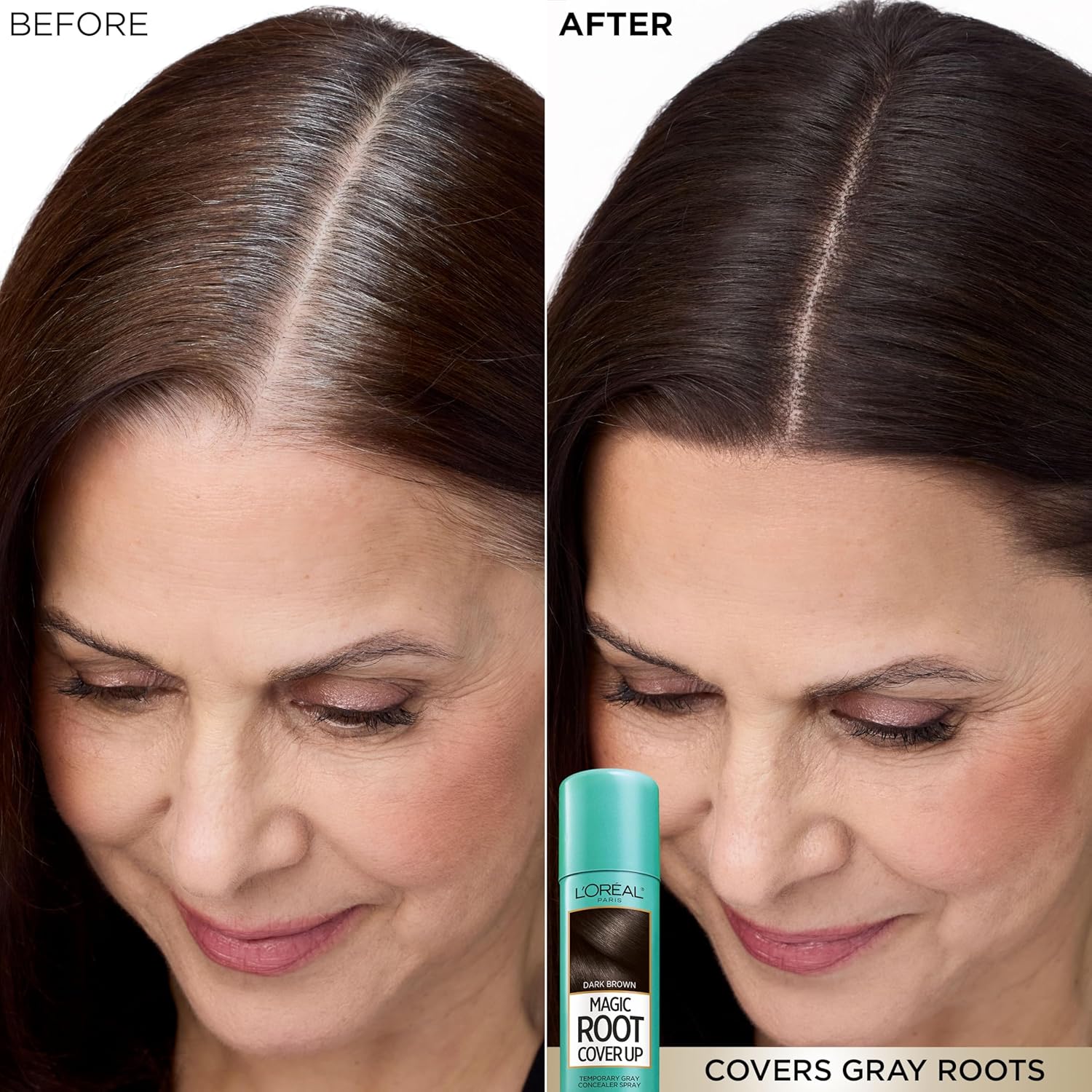 L'Oreal Paris Root Cover Up Temporary Gray Concealer Spray Dark Brown 2 Oz (Pack of 2) (Packaging May Vary)