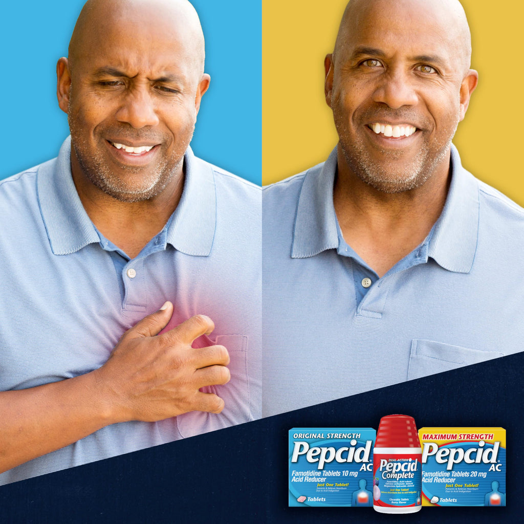 Pepcid AC Maximum Strength Heartburn Relief Tablets, OTC Medicine Prevents & Relieves Heartburn & Acid Reflux Due to Acid Indigestion, 20mg Famotidine Acid Reducer, Fast-Acting, 50 ct