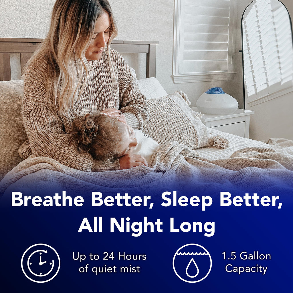Vicks Warm Steam Vaporizer, Small to Medium Rooms, 1.5 Gallon Tank – Warm Mist Humidifier for Baby and Kids Rooms with Night Light, Works with Vicks VapoPads and VapoSteam